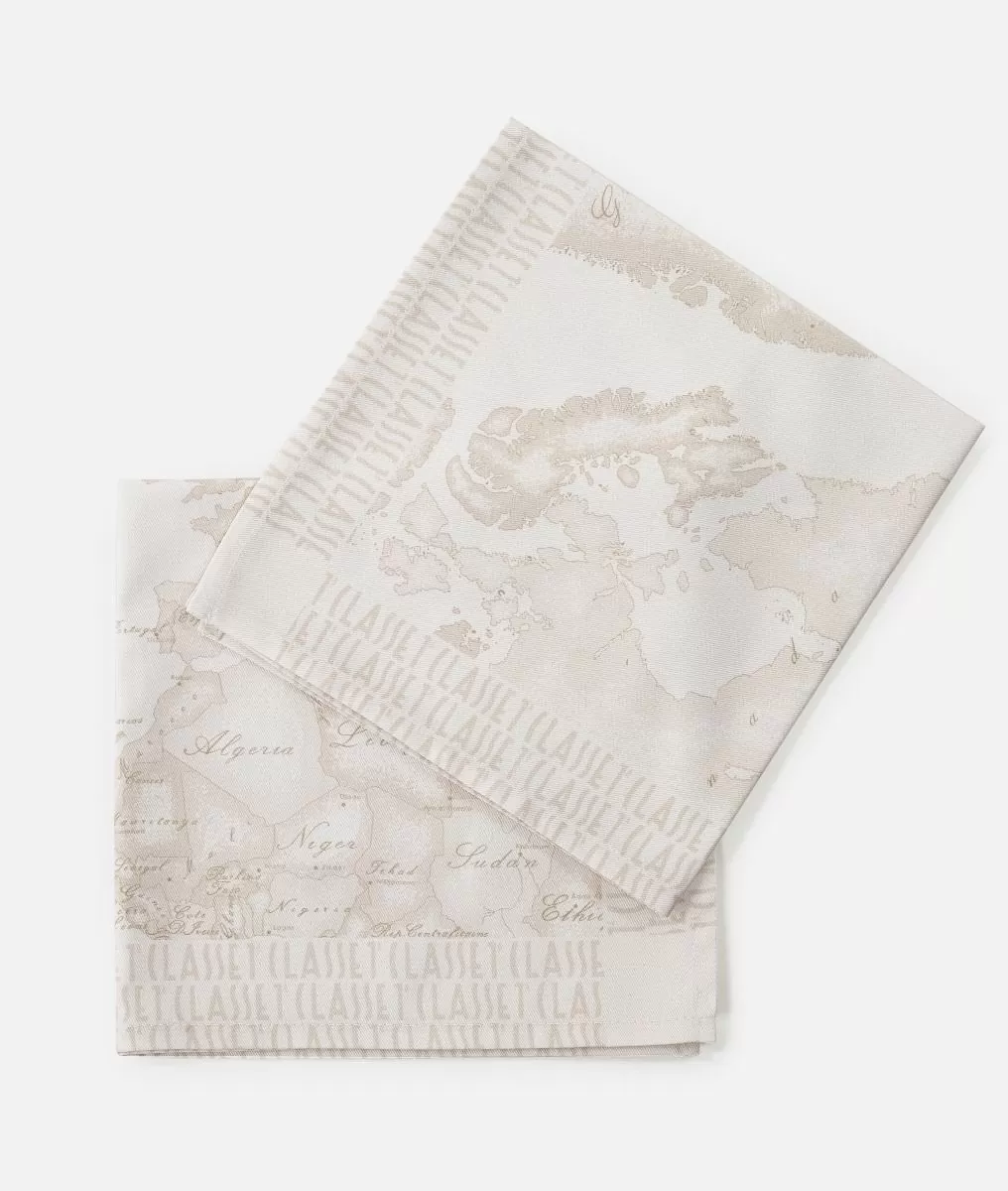 Alviero martini 1a classe Set 2 tovaglioli stampa Geo White