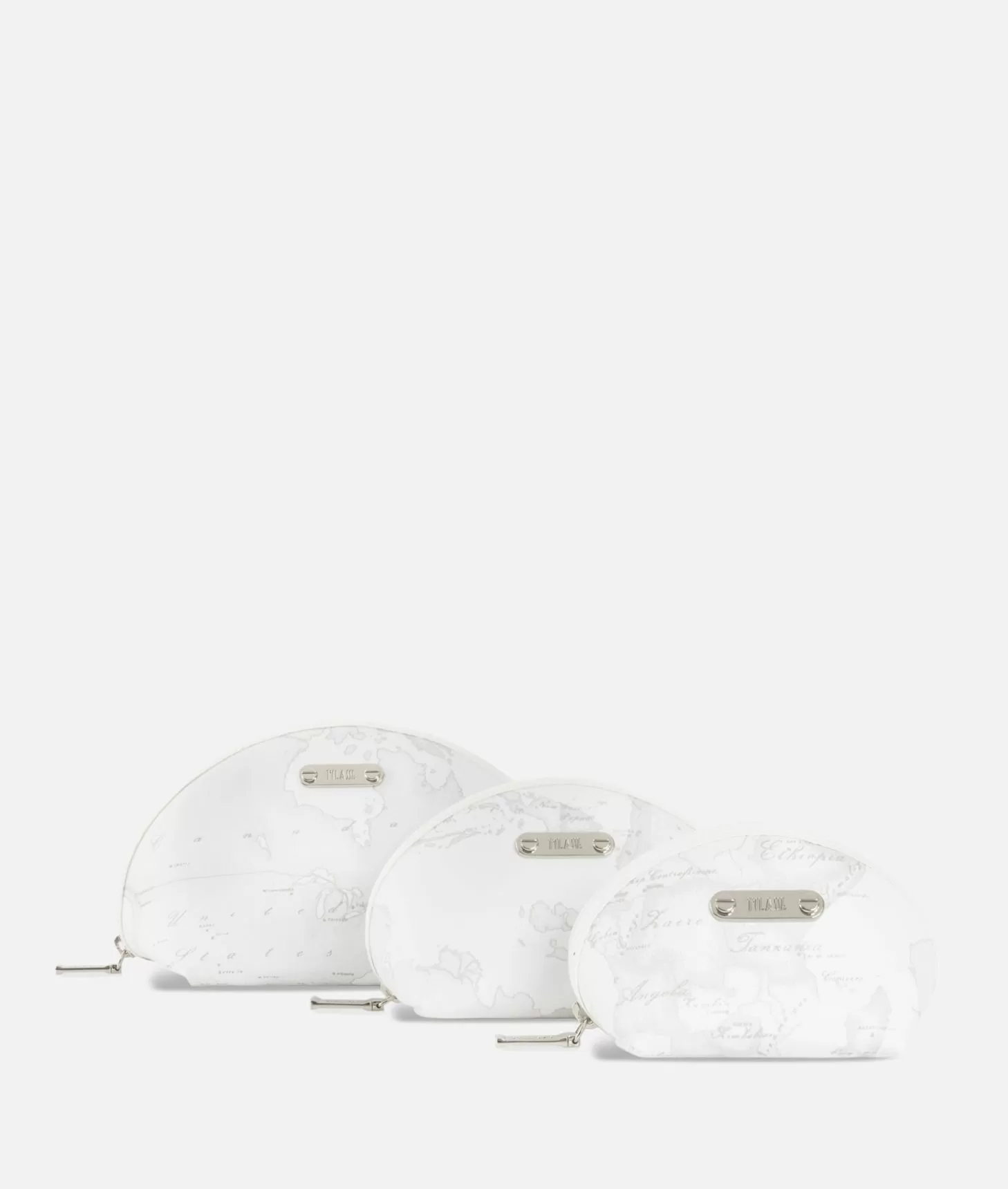 Alviero martini 1a classe Set 3 pochette da viaggio in tessuto gommato bianche