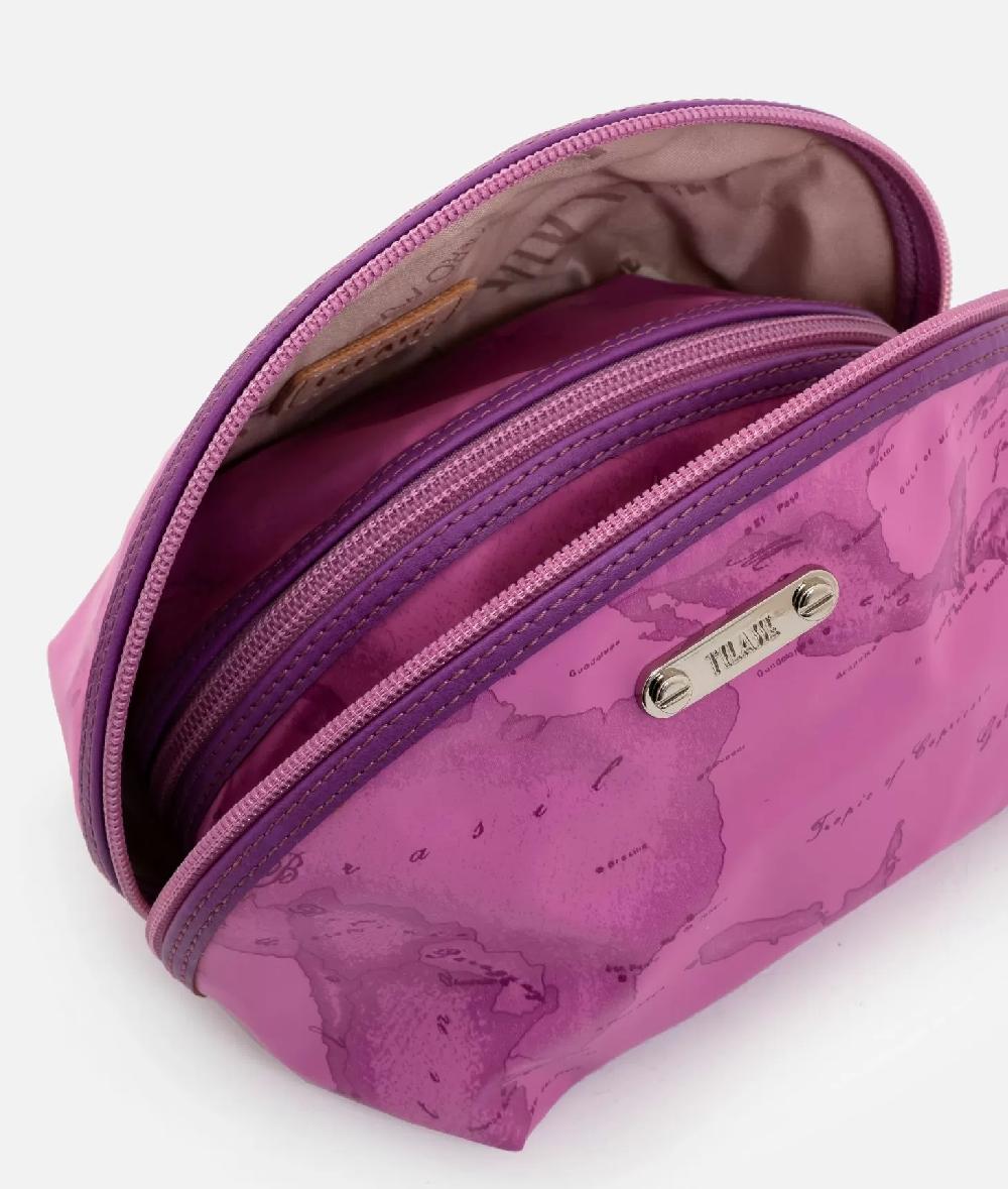 Alviero Martini 1a Classe Set 3 Pochette Da Viaggio In Tessuto Gommato Malva