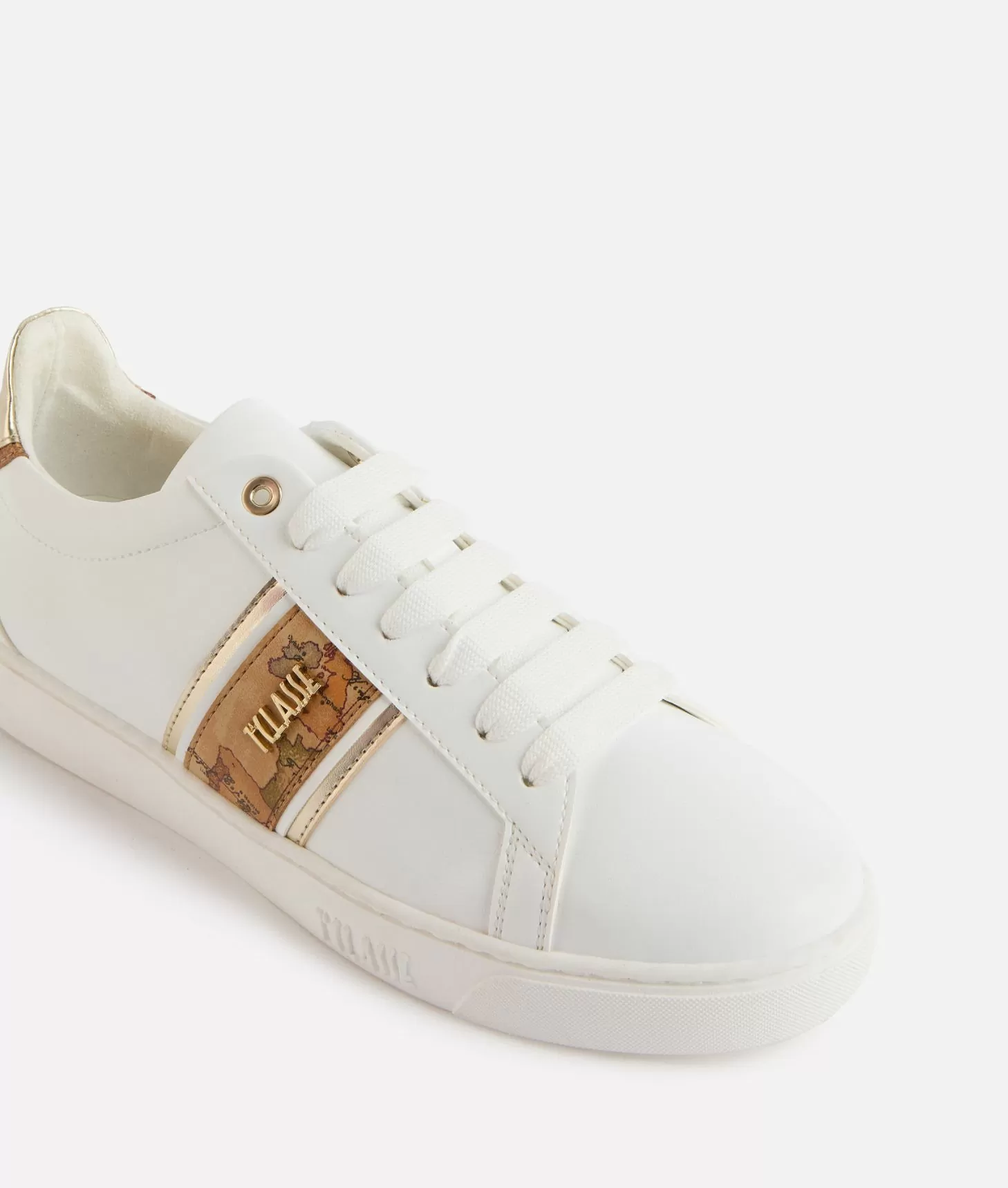 Alviero Martini 1a Classe Sneakers In Eco Nappa Con Banda Geo Classic Bianche