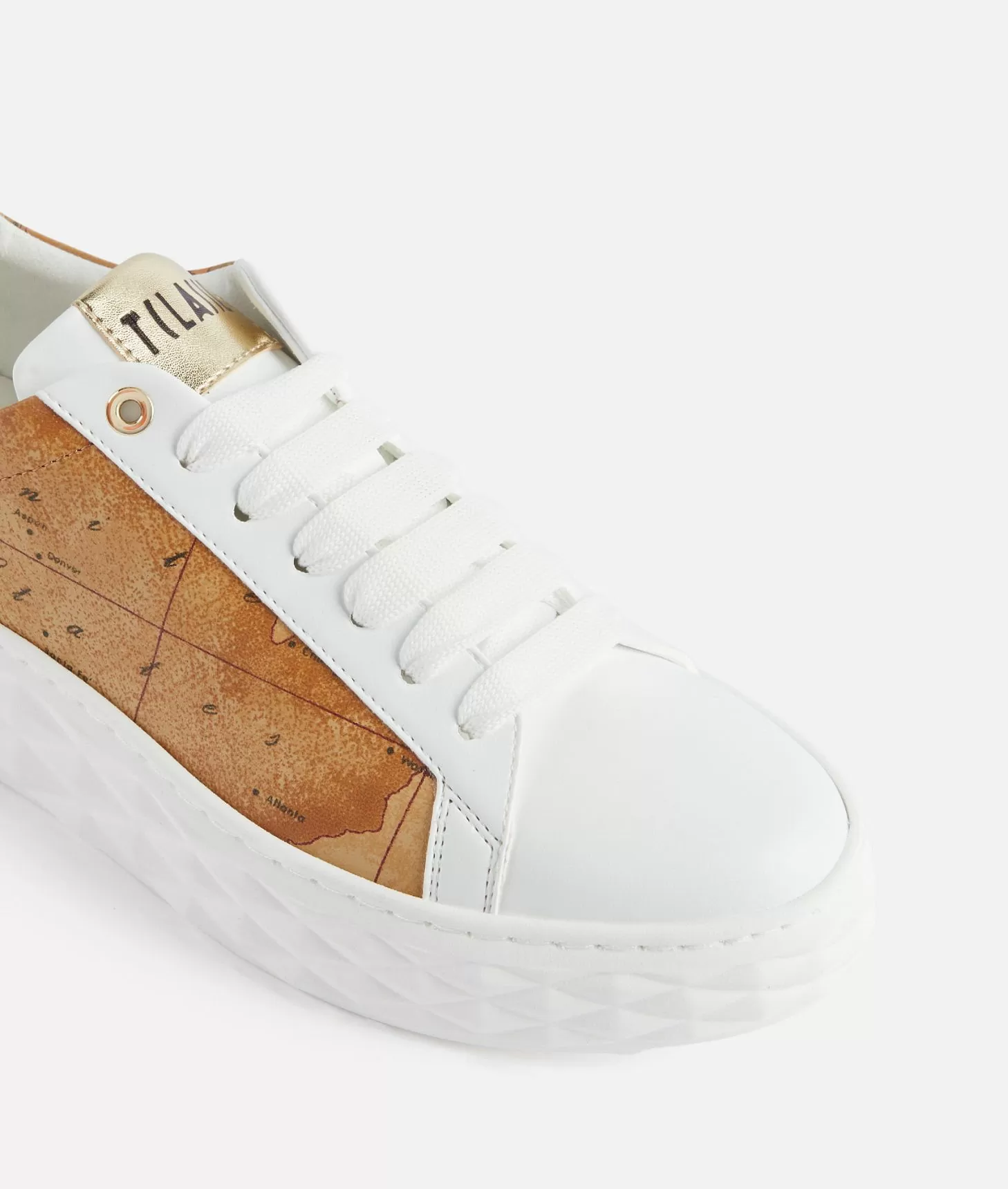 Alviero Martini 1a Classe Sneakers In Eco Nappa Con Lati Geo Classic Bianche