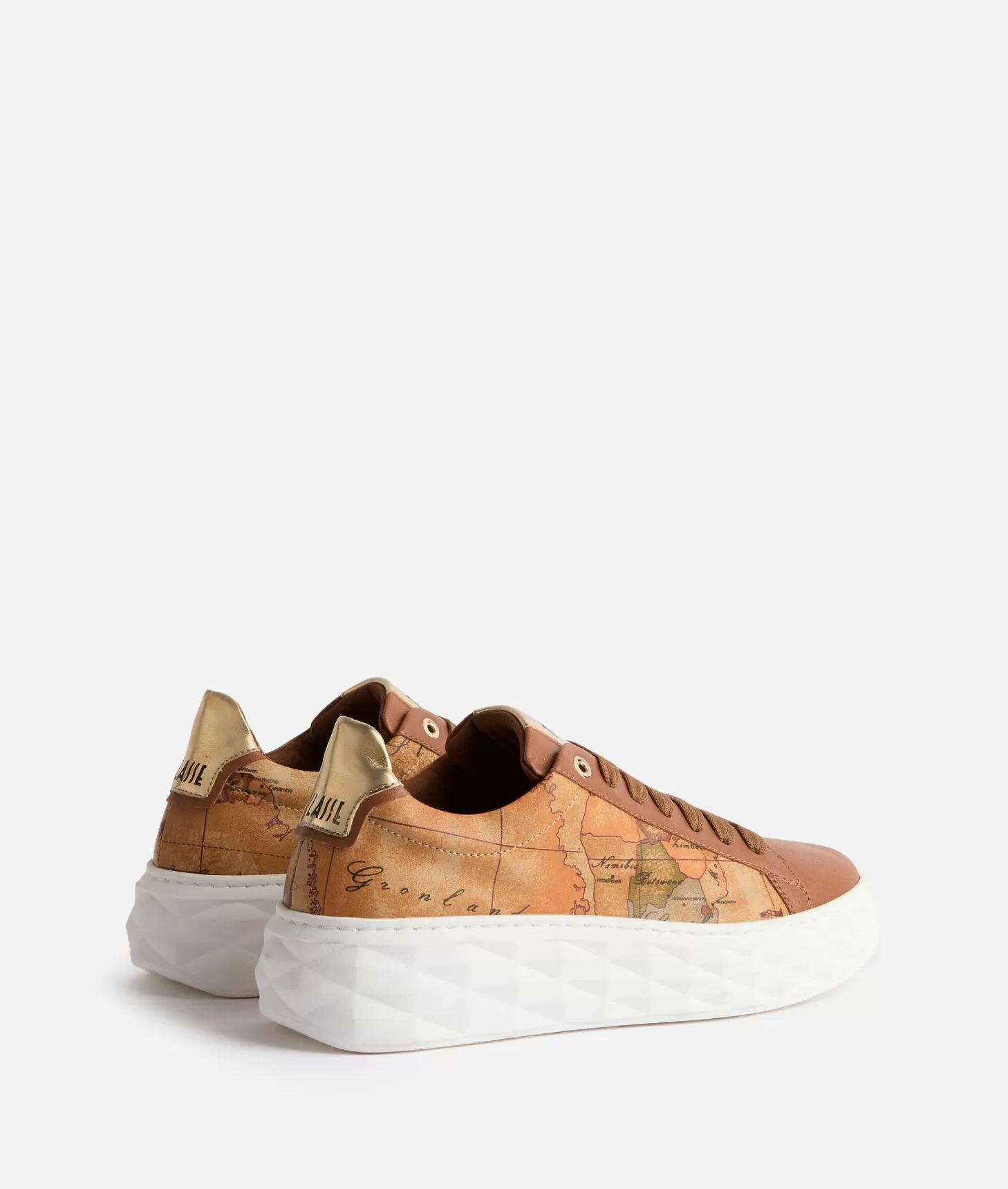 Alviero Martini 1a Classe Sneakers In Eco Nappa Con Lati Geo Classic Castagna