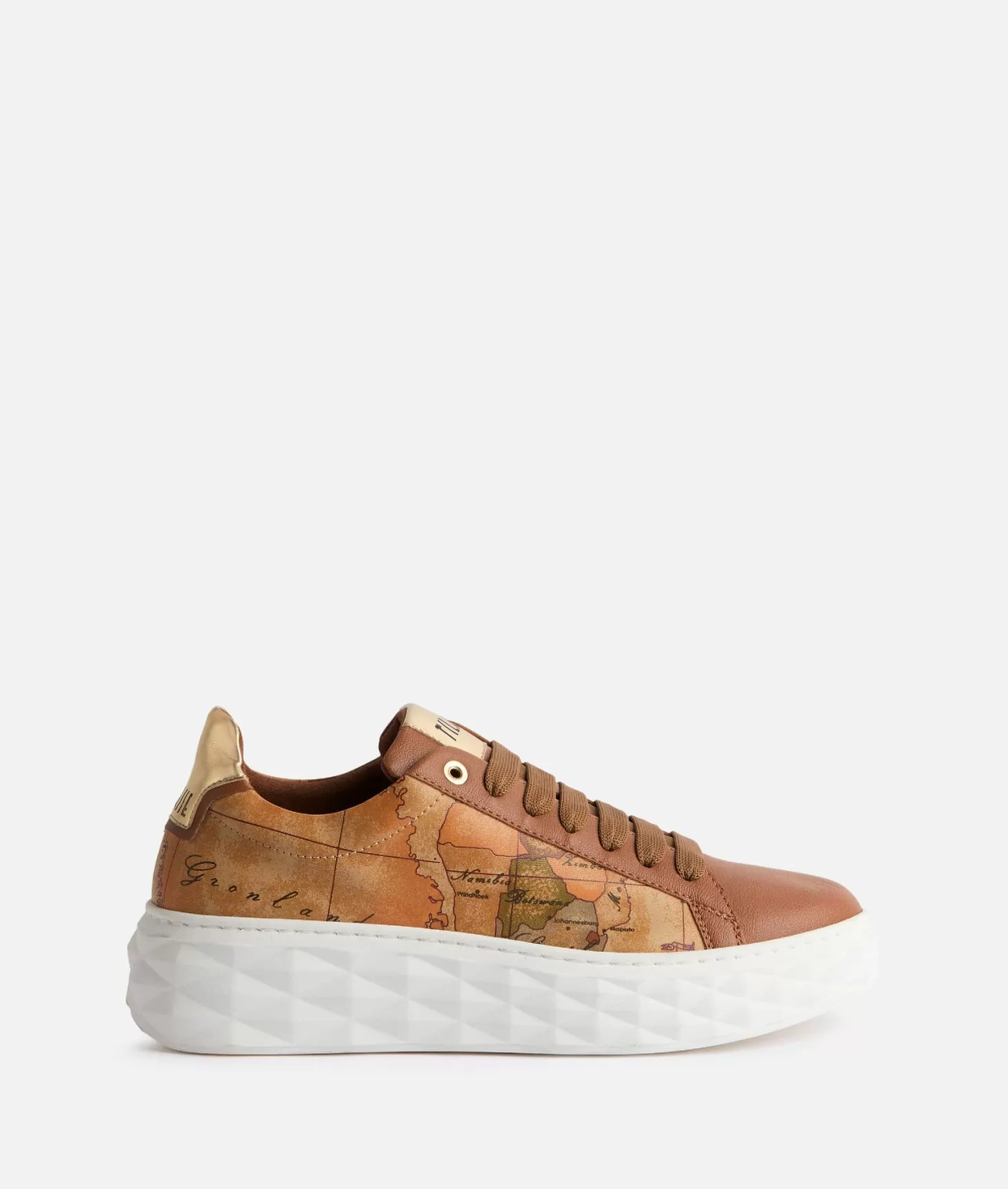 Alviero martini 1a classe Sneakers in eco nappa con lati Geo Classic Castagna