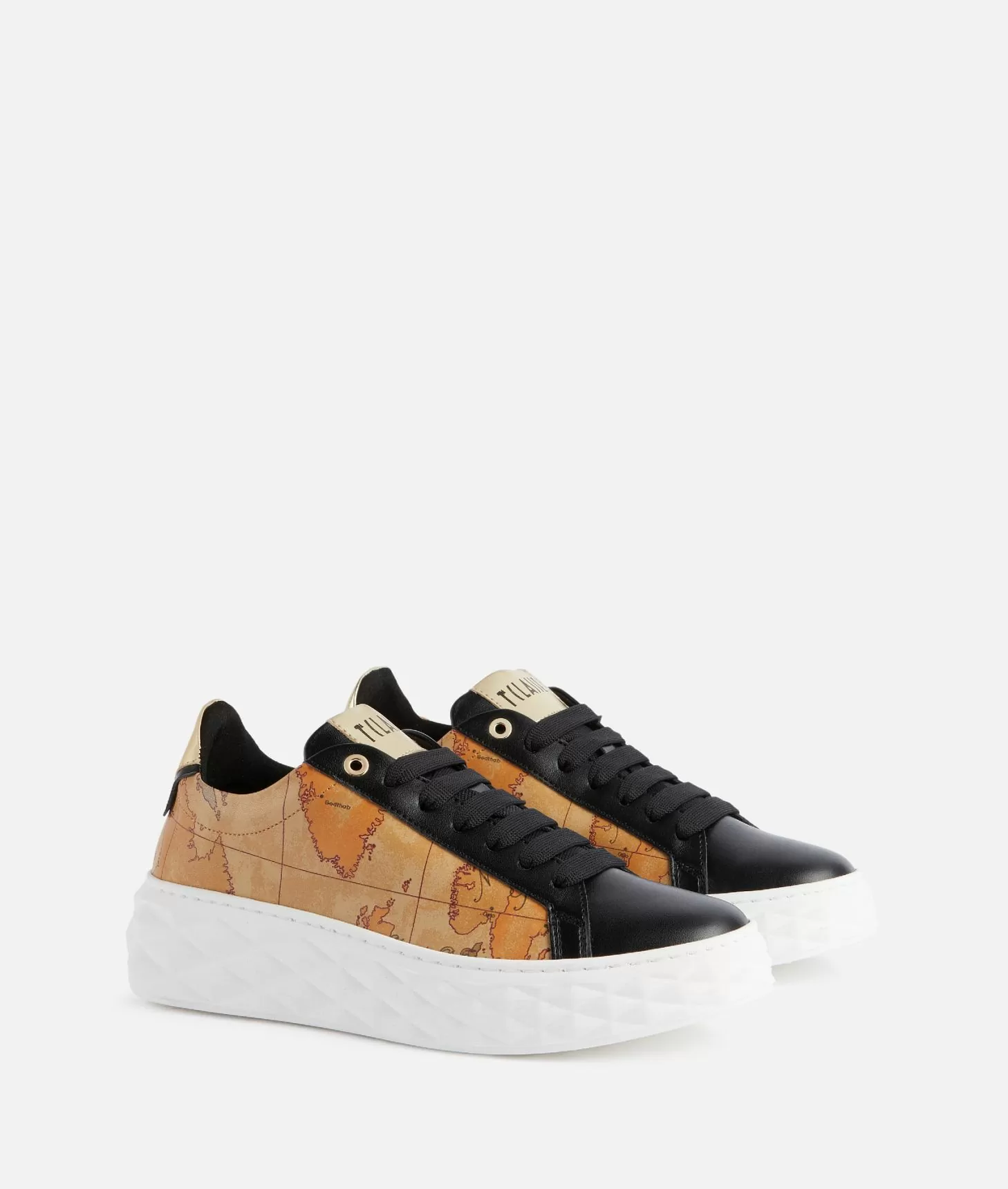 Alviero Martini 1a Classe Sneakers In Eco Nappa Con Lati Geo Classic Nere