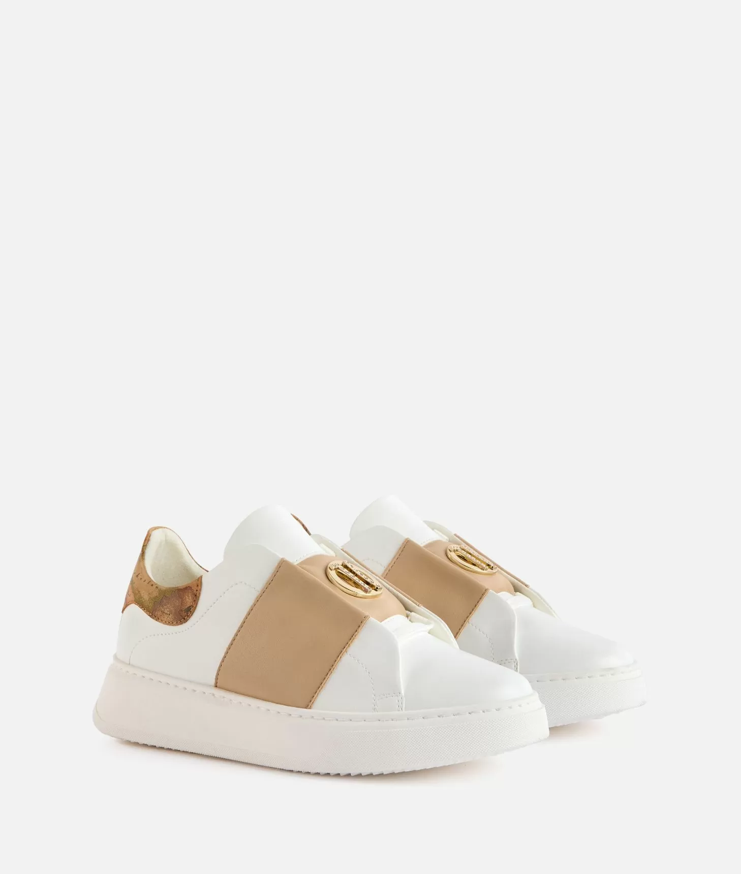 Alviero Martini 1a Classe Sneakers In Eco Nappa Con Logo 1C Strass Bianche