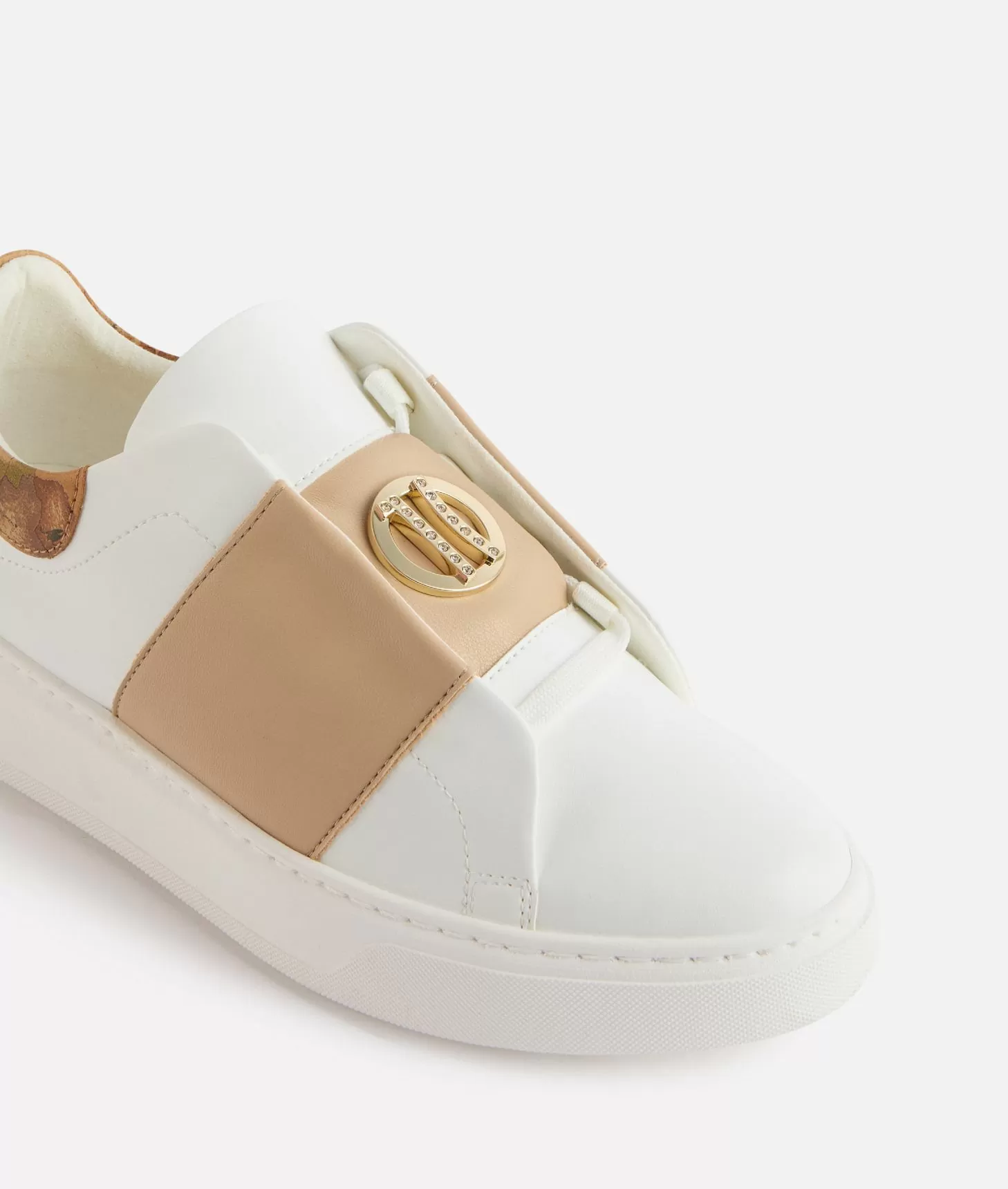 Alviero Martini 1a Classe Sneakers In Eco Nappa Con Logo 1C Strass Bianche