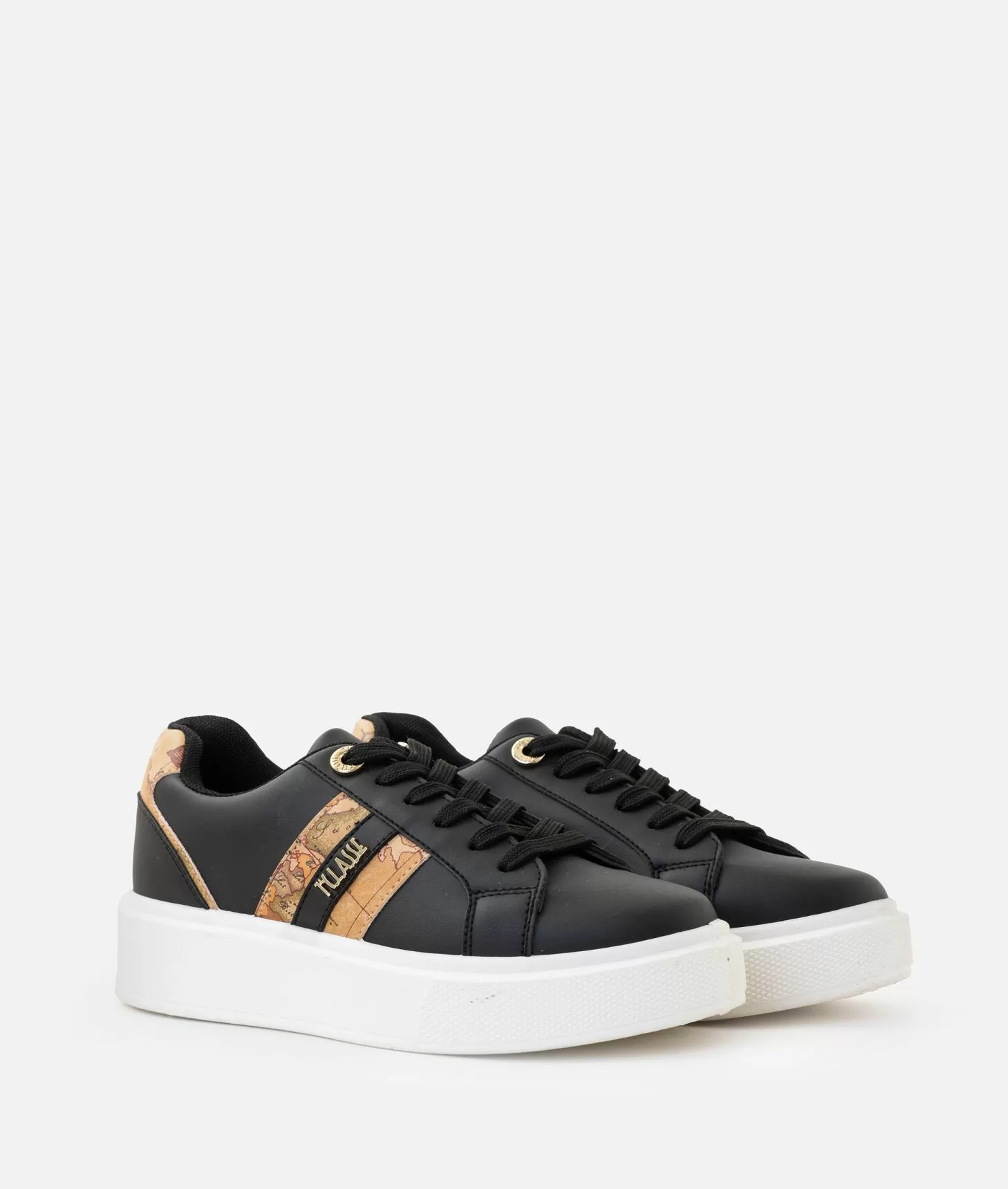 Alviero Martini 1a Classe Sneakers In Eco Nappa Con Logo E Bande Geo Classic Nere