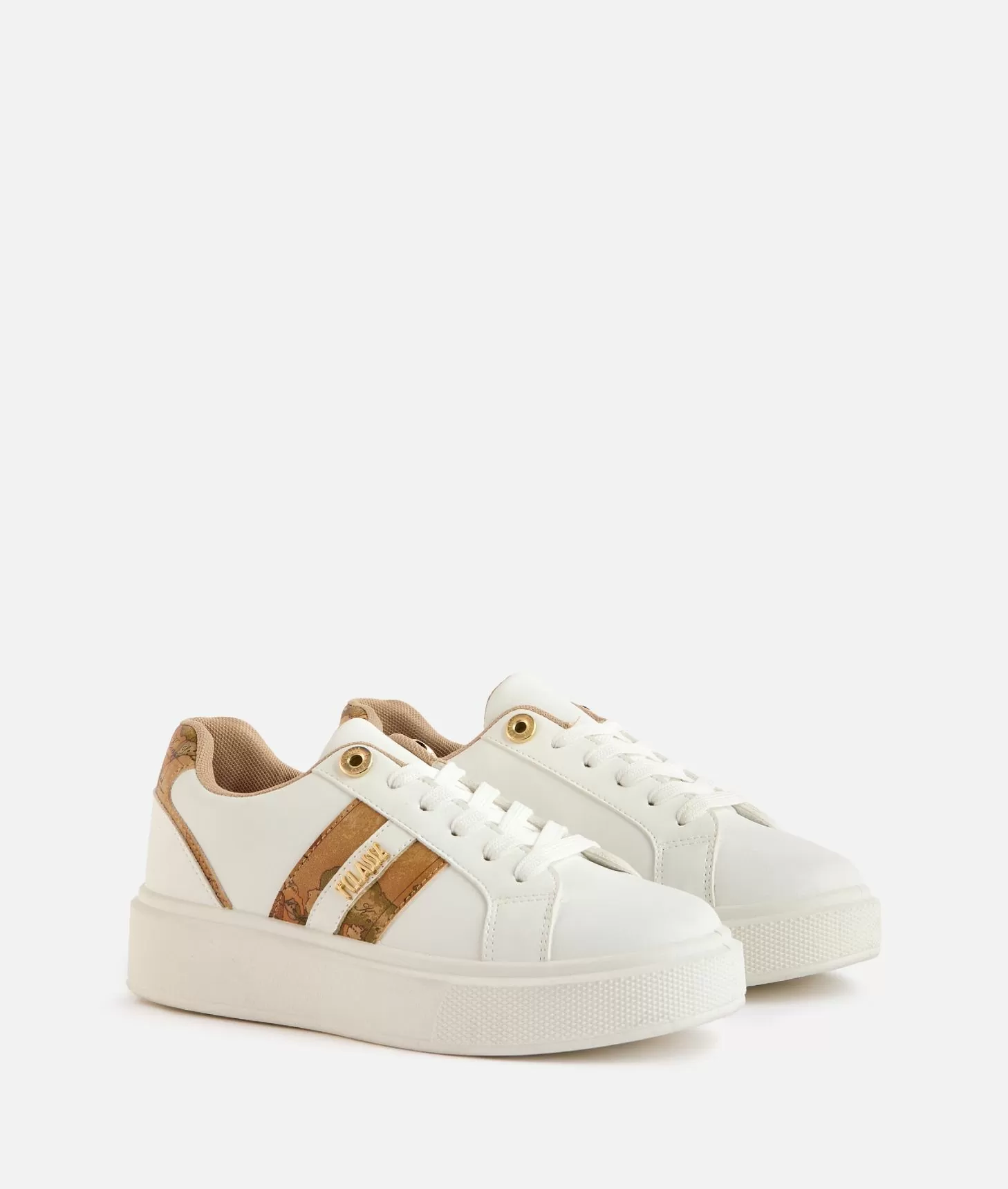 Alviero Martini 1a Classe Sneakers In Eco Nappa Con Logo E Bande Geo Classic Bianche