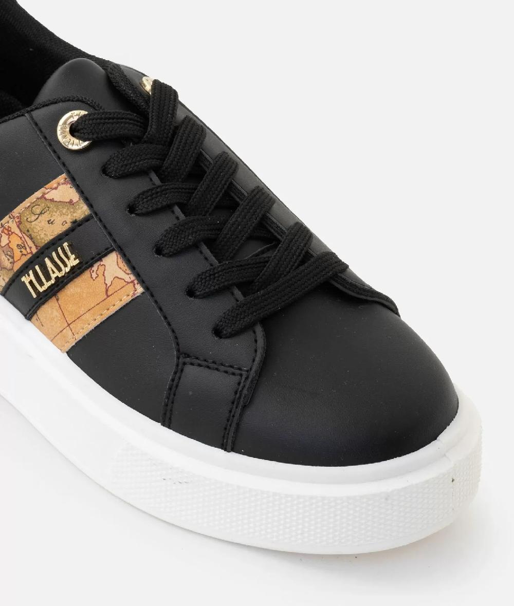 Alviero Martini 1a Classe Sneakers In Eco Nappa Con Logo E Bande Geo Classic Nere