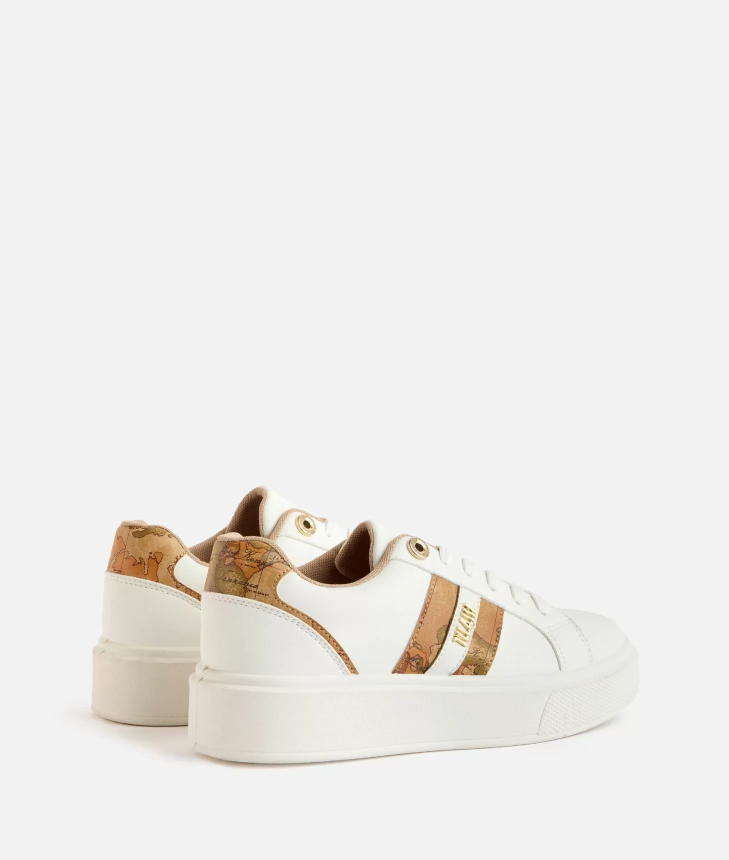 Alviero Martini 1a Classe Sneakers In Eco Nappa Con Logo E Bande Geo Classic Bianche