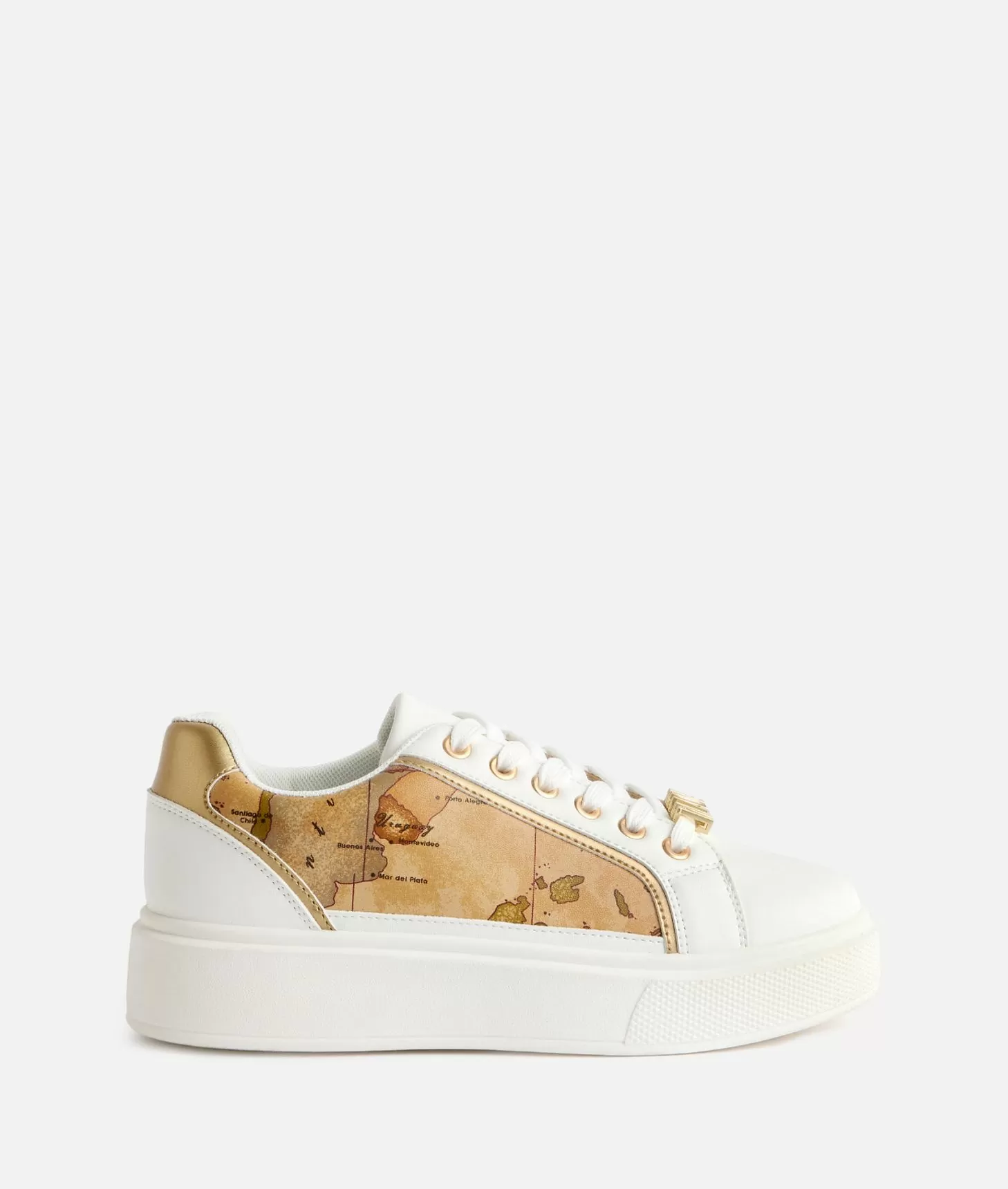 Alviero martini 1a classe Sneakers in eco nappa con passalaccio e inserti Geo Classic Bianche