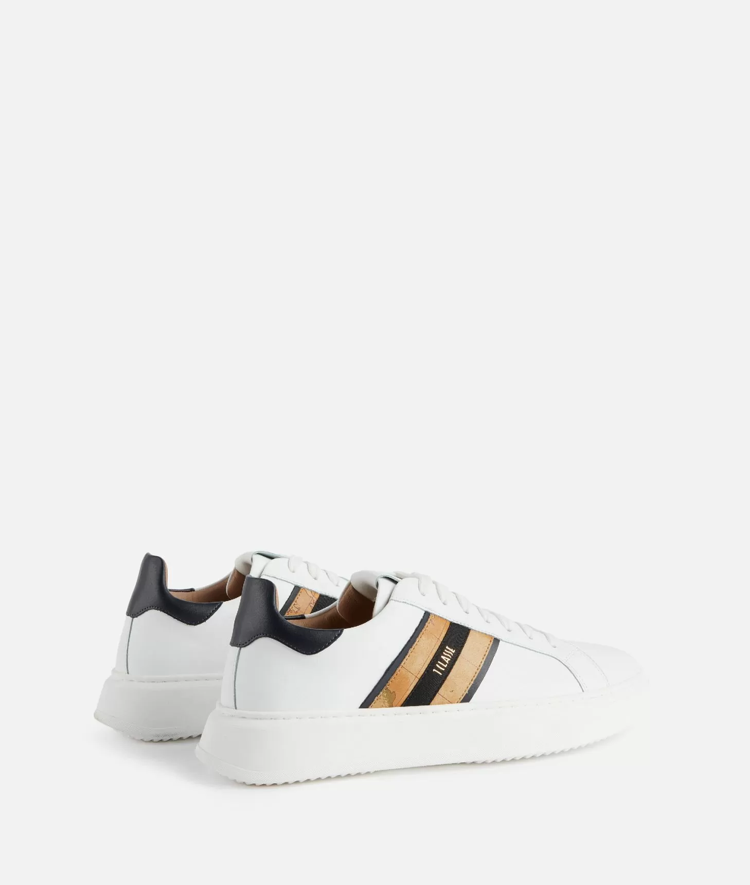 Alviero Martini 1a Classe Sneakers In Pelle Liscia Con Banda Geo Classic Bianche