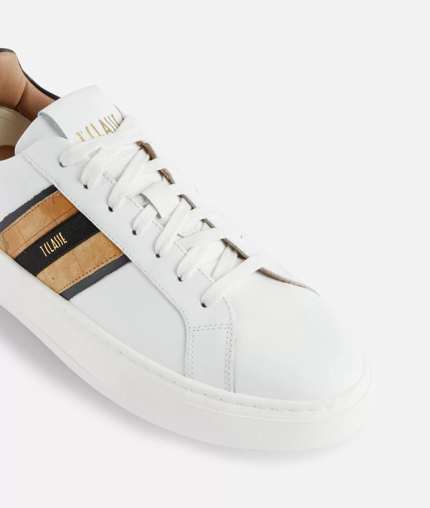 Alviero Martini 1a Classe Sneakers In Pelle Liscia Con Banda Geo Classic Bianche