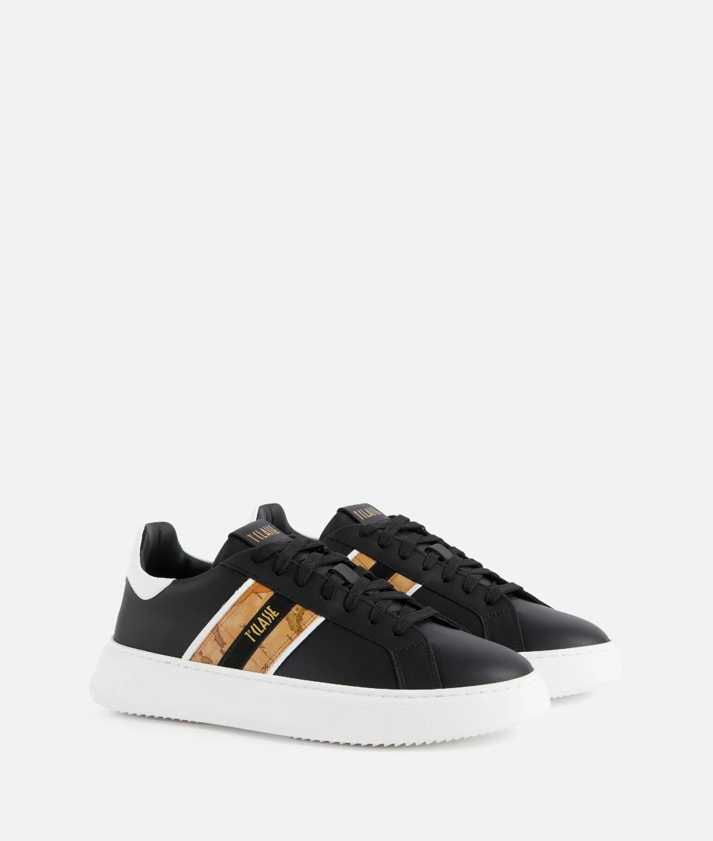 Alviero Martini 1a Classe Sneakers In Pelle Liscia Con Banda Geo Classic Nere