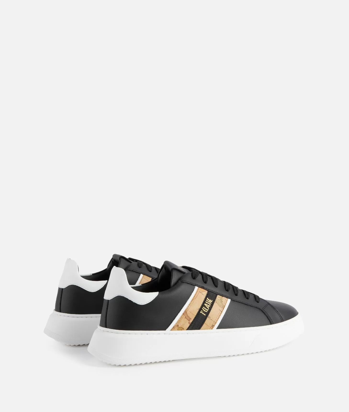 Alviero Martini 1a Classe Sneakers In Pelle Liscia Con Banda Geo Classic Nere