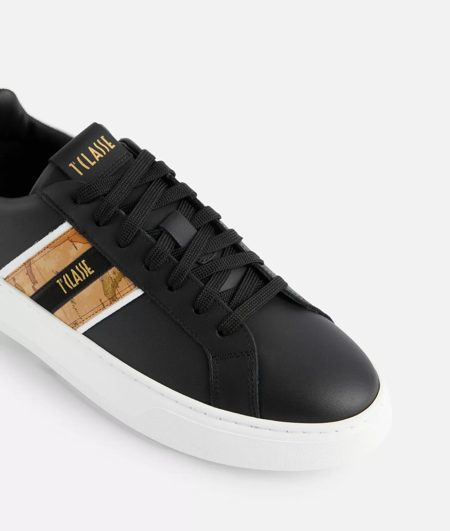 Alviero Martini 1a Classe Sneakers In Pelle Liscia Con Banda Geo Classic Nere