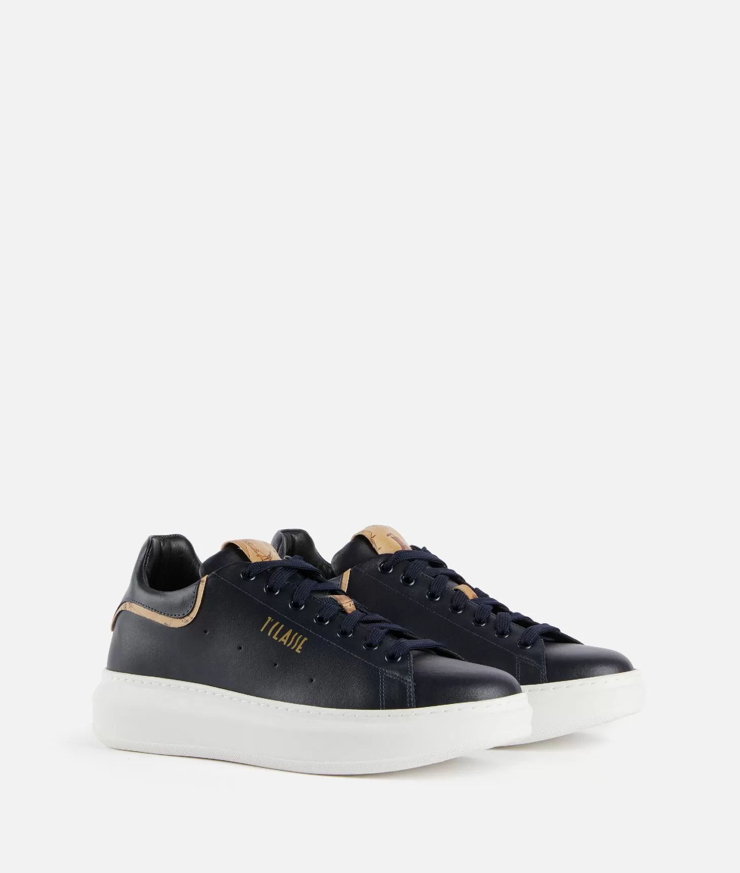 Alviero Martini 1a Classe Sneakers In Pelle Liscia Con Doppio Logo 1ᴬ Classe Blu Scuro