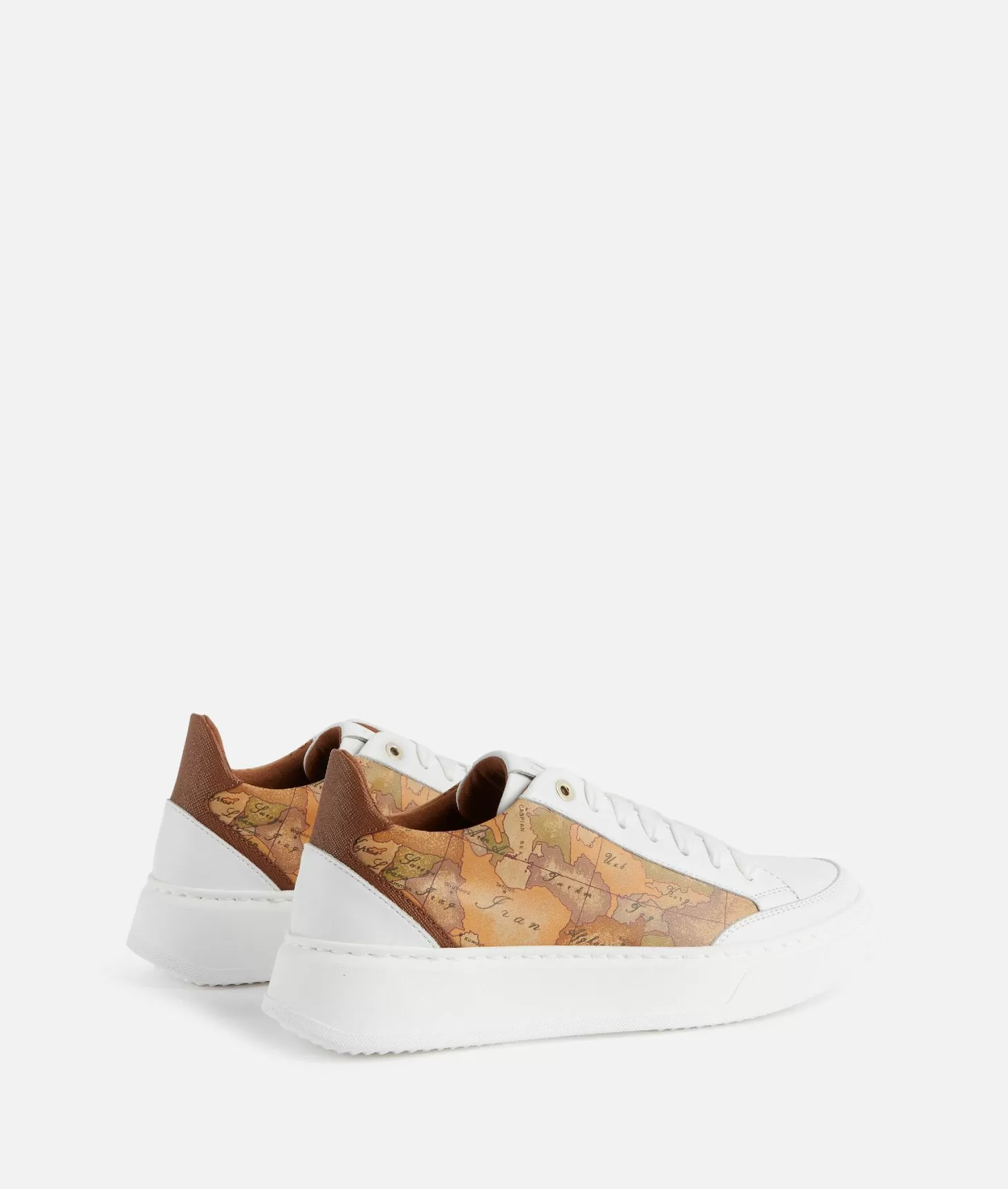 Alviero Martini 1a Classe Sneakers In Pelle Liscia Con Inserti Geo Classic E Saffiano Bianche