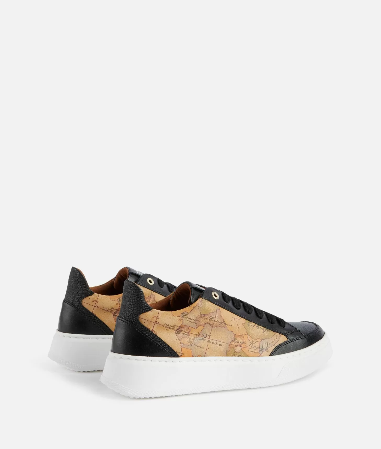 Alviero Martini 1a Classe Sneakers In Pelle Liscia Con Inserti Geo Classic E Saffiano Nere