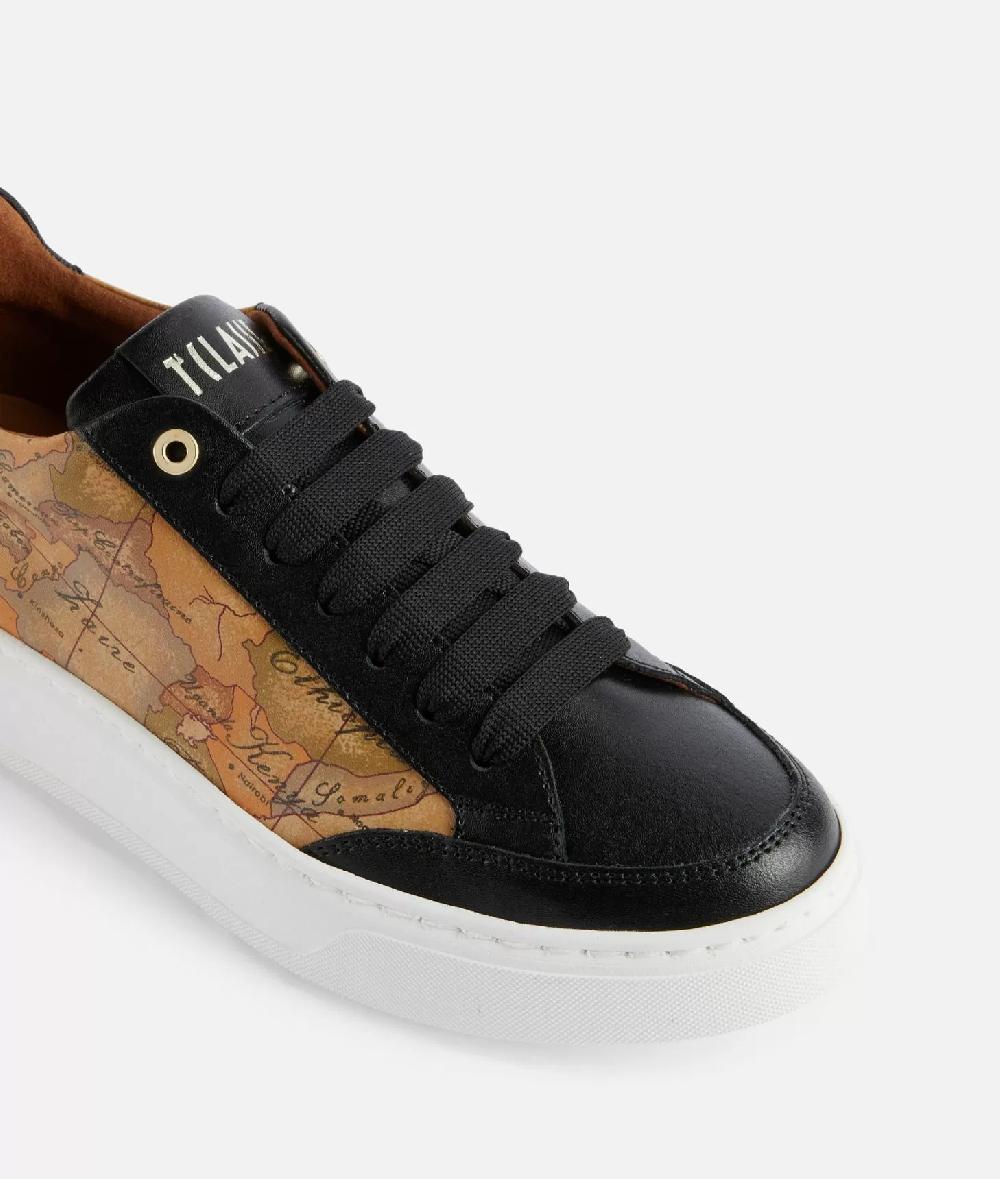Alviero Martini 1a Classe Sneakers In Pelle Liscia Con Inserti Geo Classic E Saffiano Nere