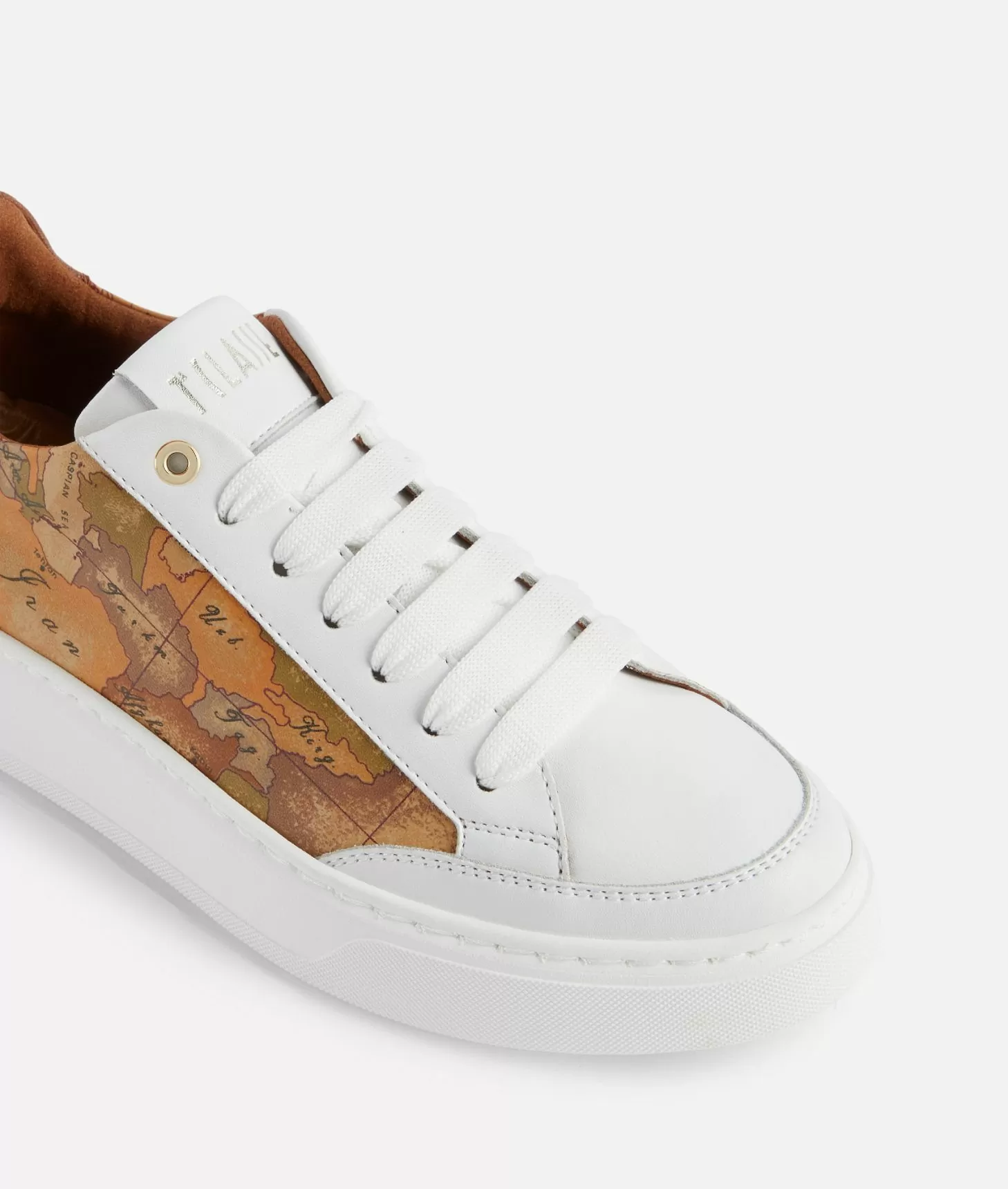 Alviero Martini 1a Classe Sneakers In Pelle Liscia Con Inserti Geo Classic E Saffiano Bianche