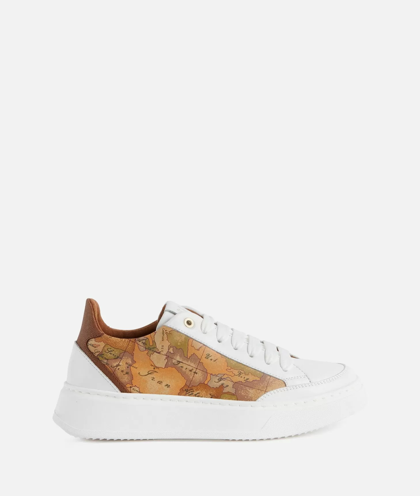 Alviero martini 1a classe Sneakers in pelle liscia con inserti Geo Classic e Saffiano Bianche