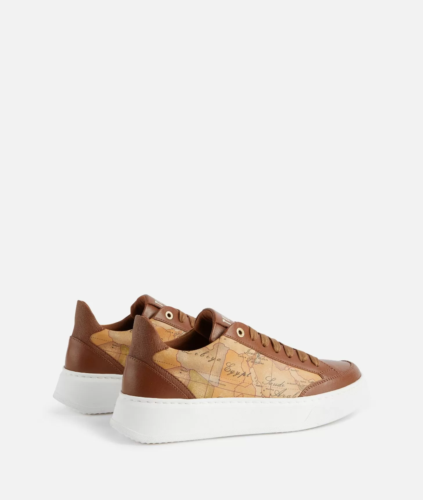 Alviero Martini 1a Classe Sneakers In Pelle Liscia Con Inserti Geo Classic E Saffiano Castagna