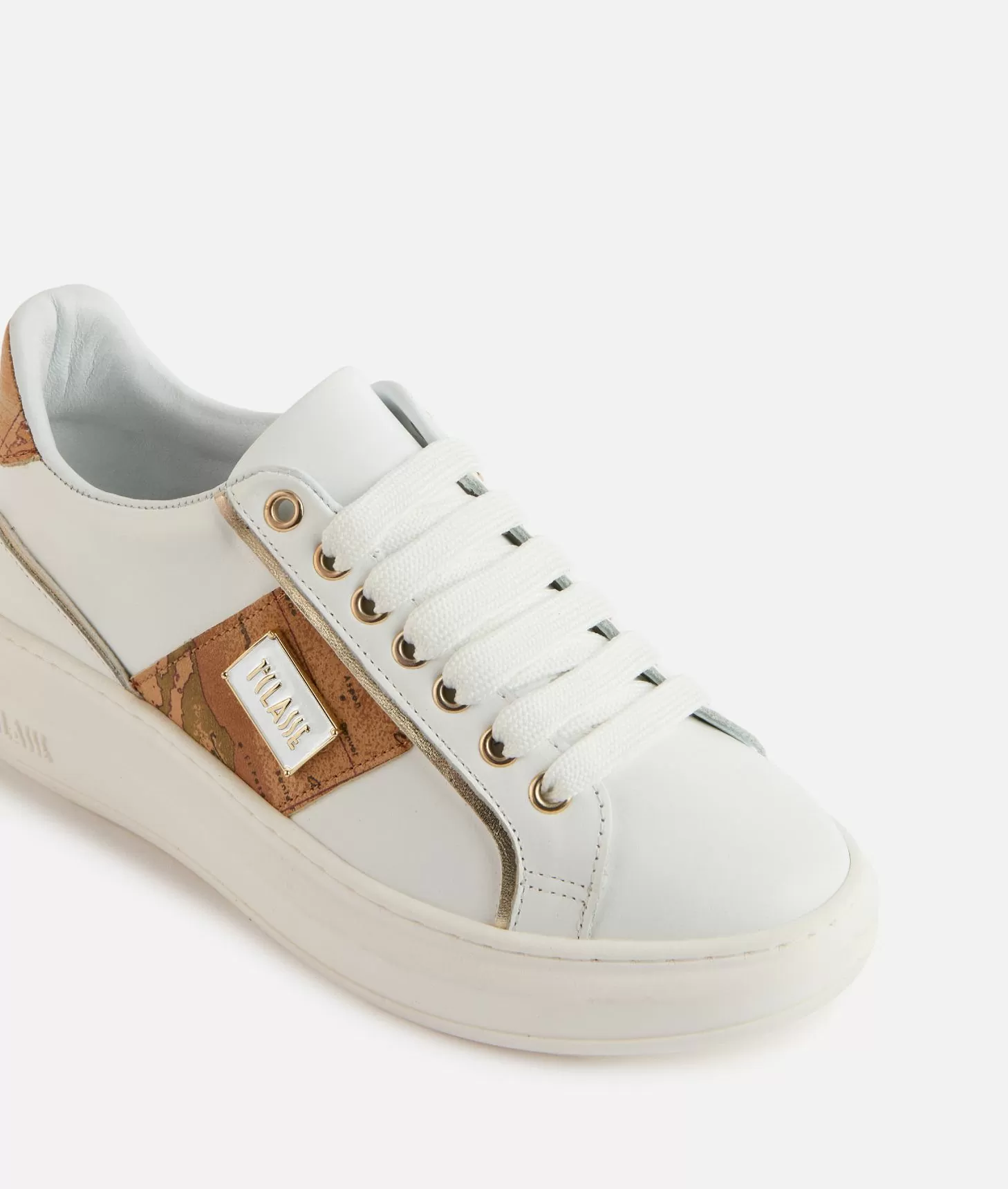 Alviero Martini 1a Classe Sneakers In Pelle Liscia Con Targhetta 1ᴬ Classe Smaltata Bianche