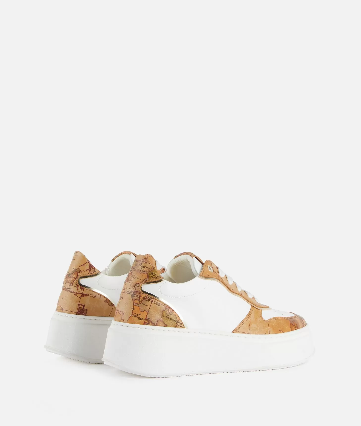 Alviero Martini 1a Classe Sneakers Zeppate In Eco Nappa Con Dettagli Geo Classic Bianche