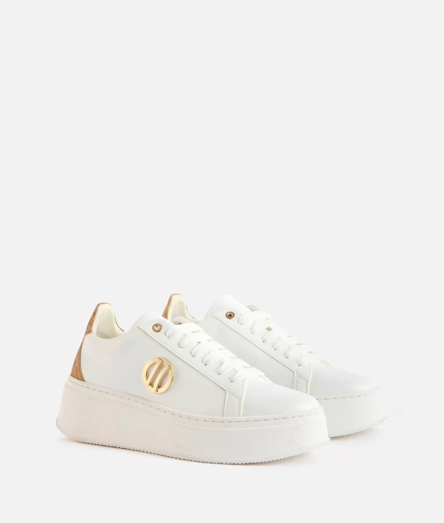 Alviero Martini 1a Classe Sneakers Zeppate In Eco Nappa Con Dettaglio 1C Bianche