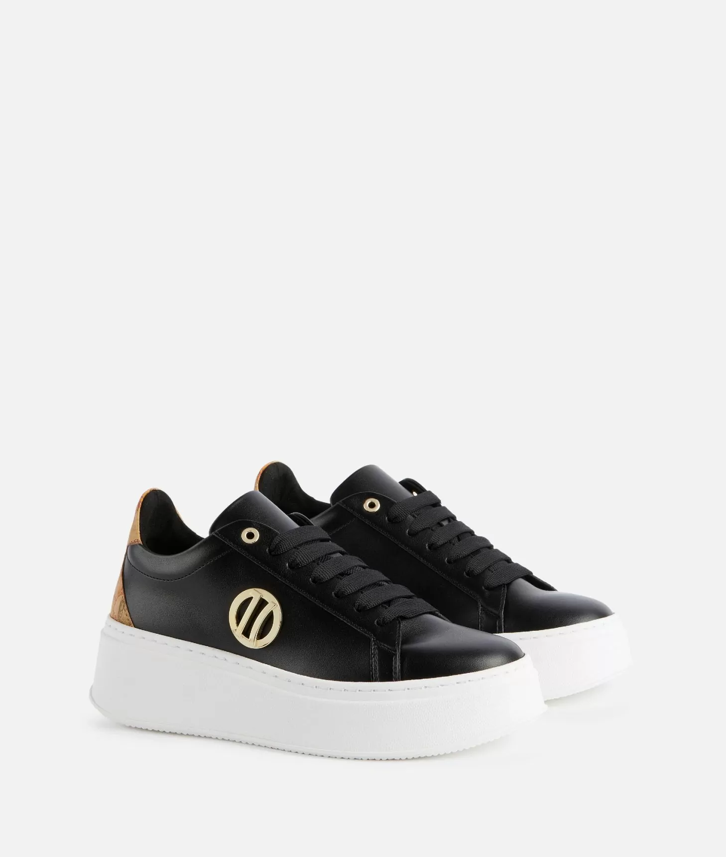 Alviero Martini 1a Classe Sneakers Zeppate In Eco Nappa Con Dettaglio 1C Nere