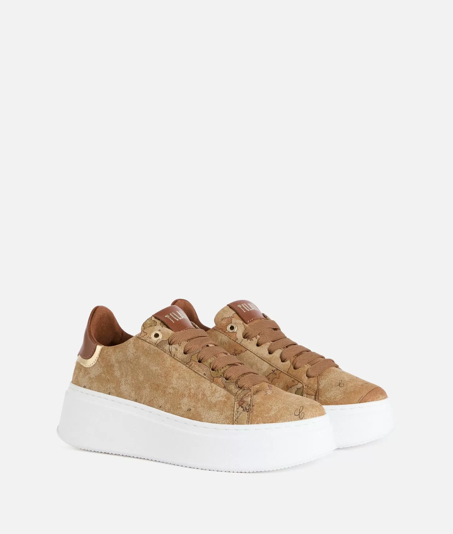 Alviero Martini 1a Classe Sneakers Zeppate In Tessuto Nabuk Stampa Geo Classic