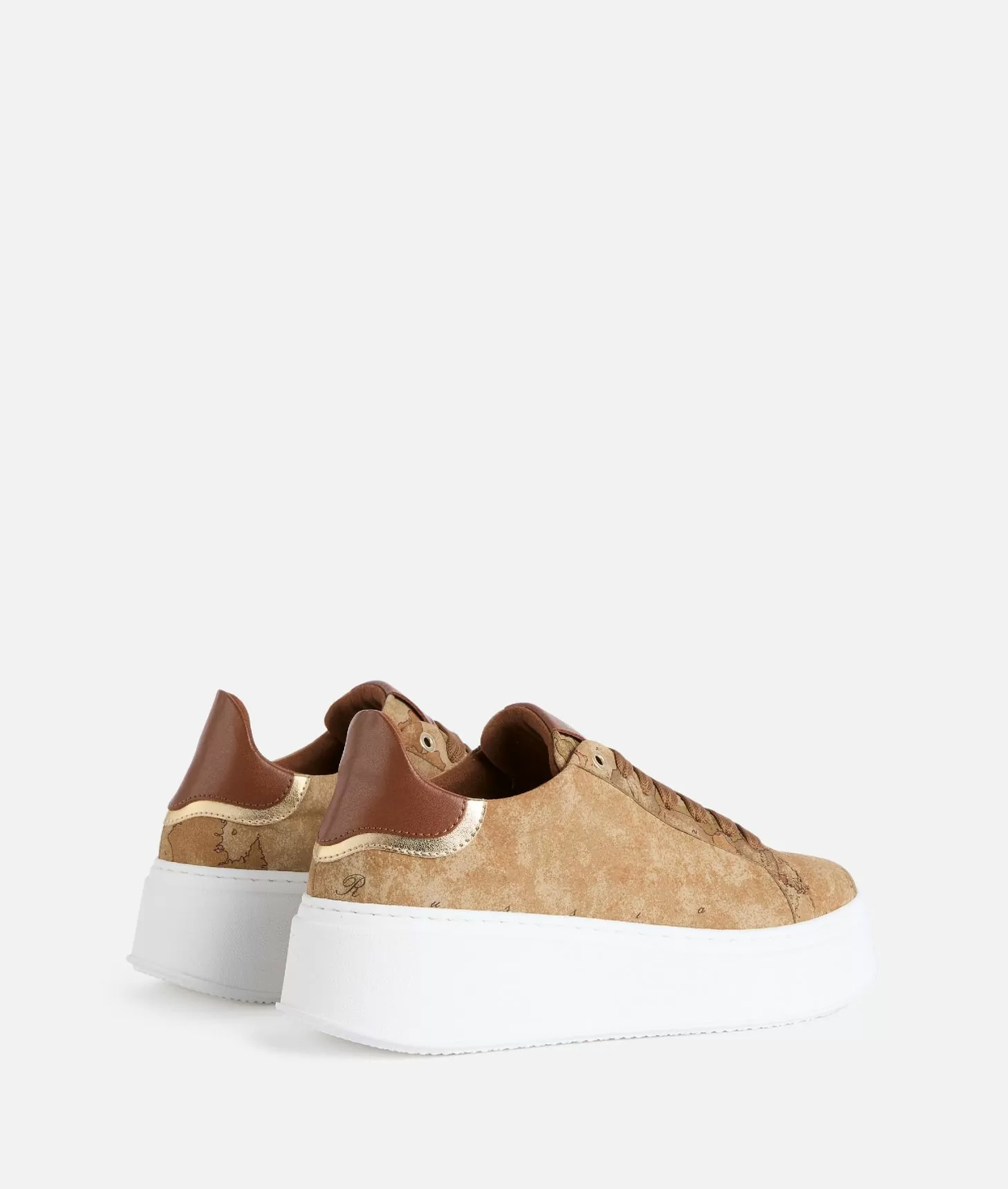 Alviero Martini 1a Classe Sneakers Zeppate In Tessuto Nabuk Stampa Geo Classic