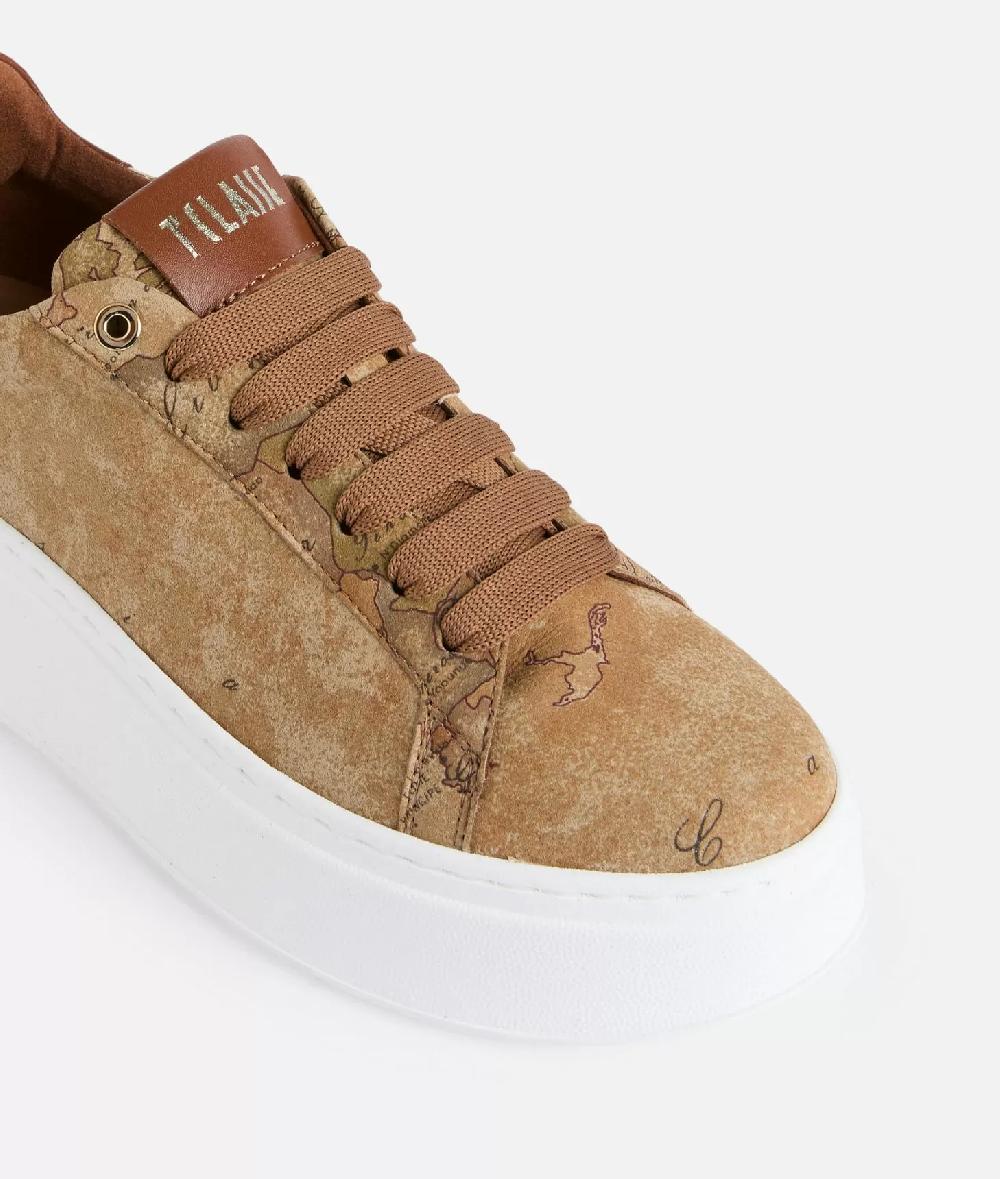 Alviero Martini 1a Classe Sneakers Zeppate In Tessuto Nabuk Stampa Geo Classic