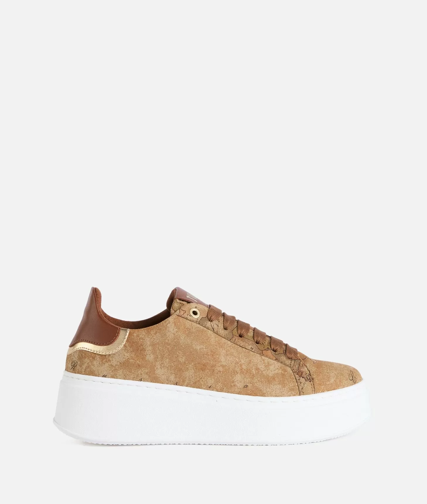 Alviero Martini 1a Classe Sneakers Zeppate In Tessuto Nabuk Stampa Geo Classic