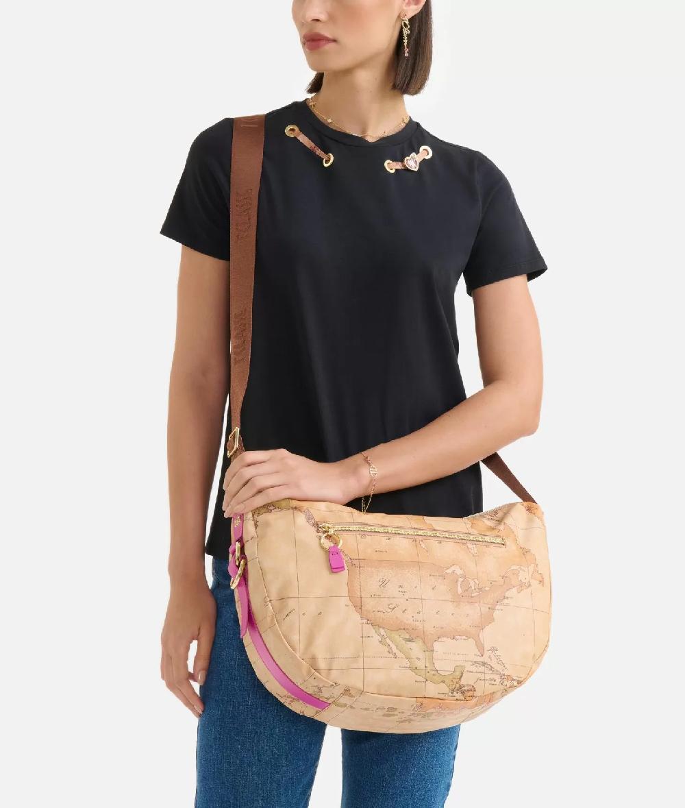 Alviero Martini 1a Classe Social Soft Tracolla A Mezzaluna Grande Ciclamino