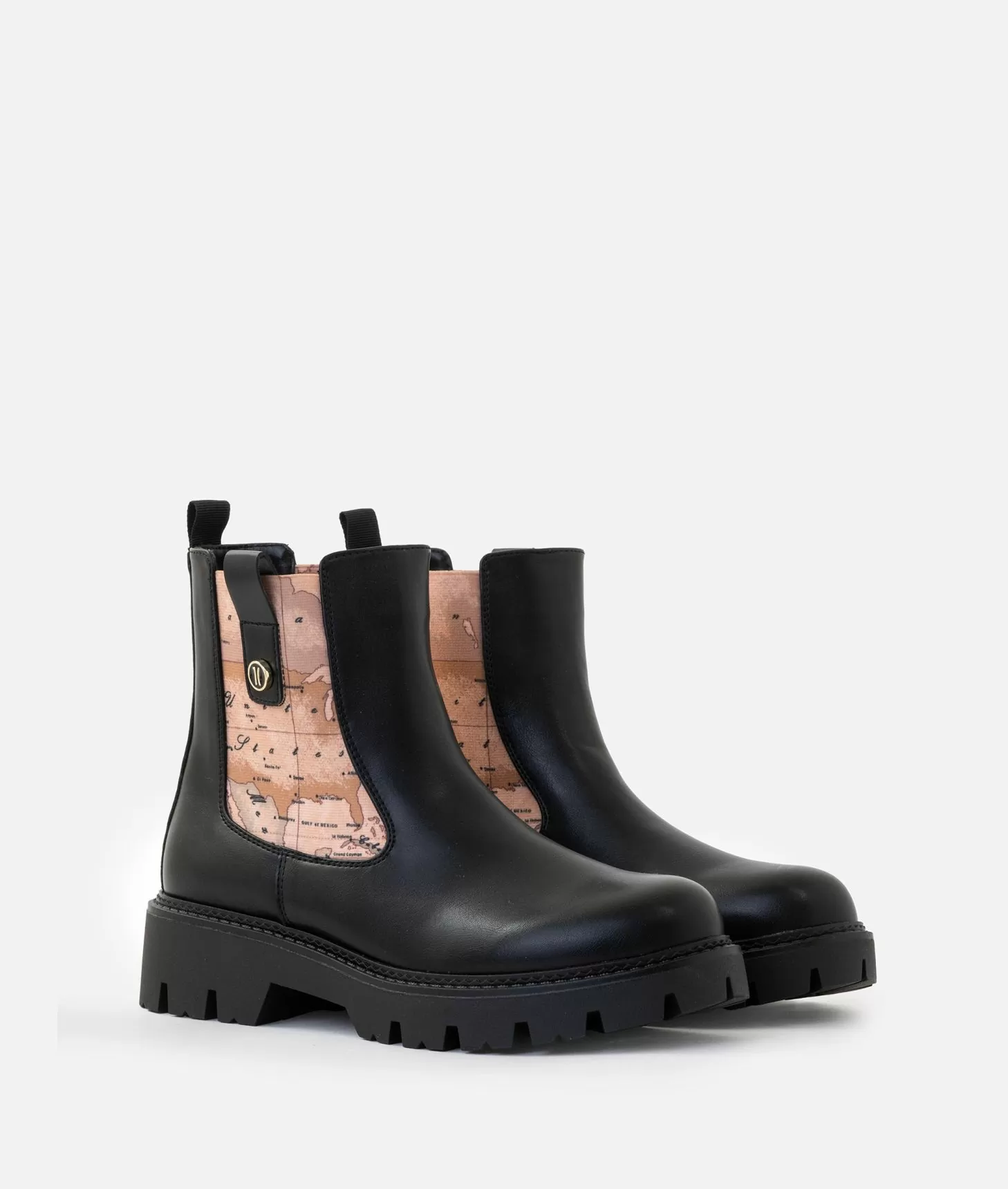 Alviero Martini 1a Classe Stivaletti Beatles In Eco Nappa Con Bottoncino 1C Neri