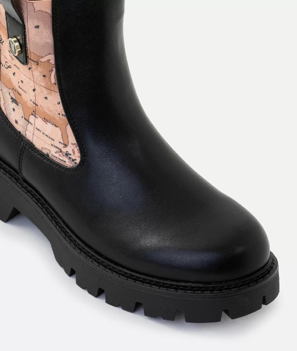 Alviero Martini 1a Classe Stivaletti Beatles In Eco Nappa Con Bottoncino 1C Neri