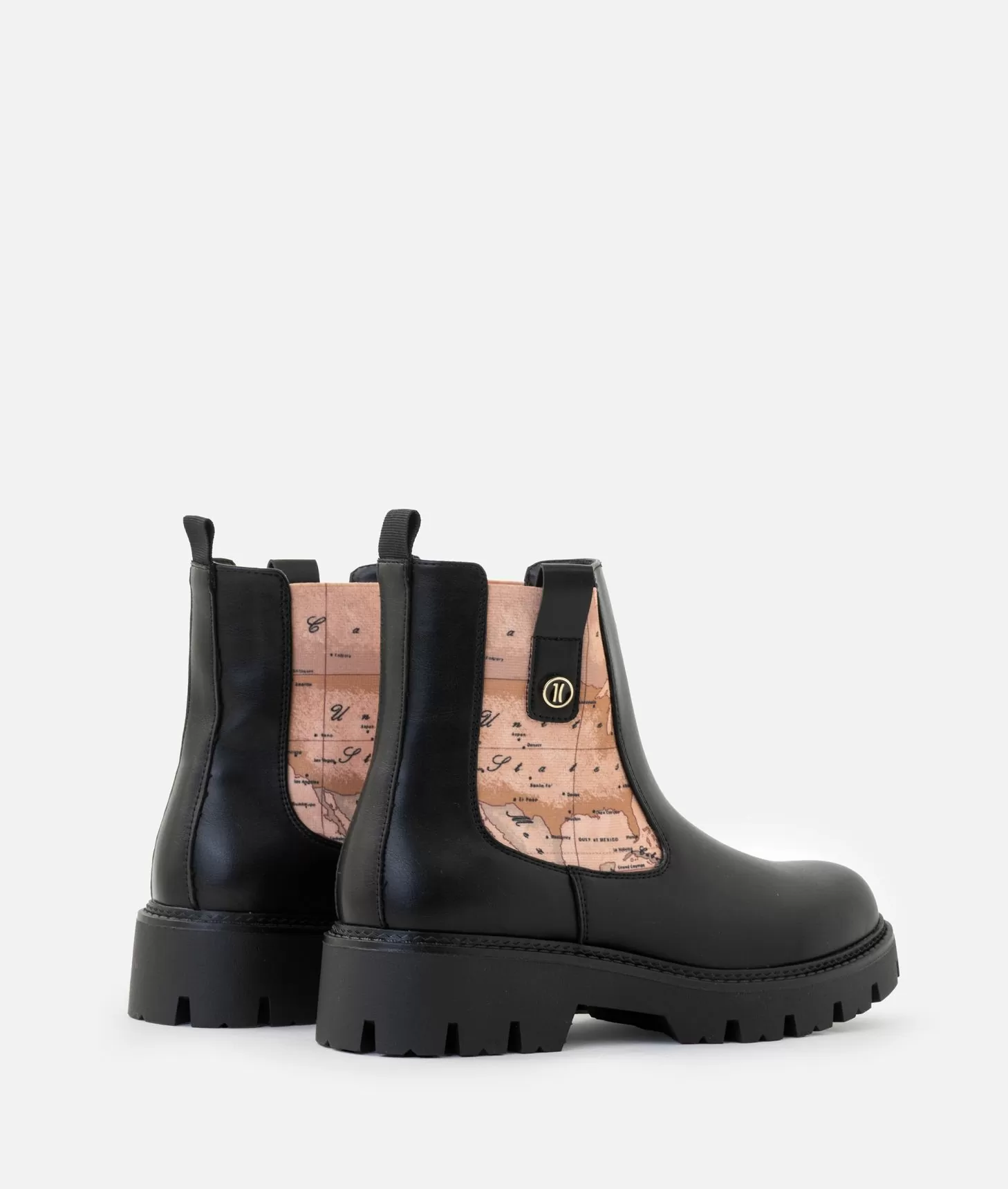 Alviero Martini 1a Classe Stivaletti Beatles In Eco Nappa Con Bottoncino 1C Neri