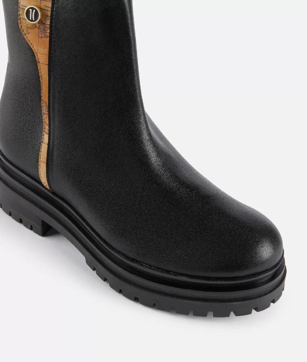 Alviero Martini 1a Classe Stivaletti Beatles In Pelle Liscia Con Bottoncino 1C Neri