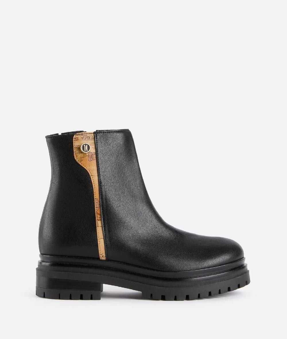 Alviero martini 1a classe Stivaletti beatles in pelle liscia con bottoncino 1C Neri