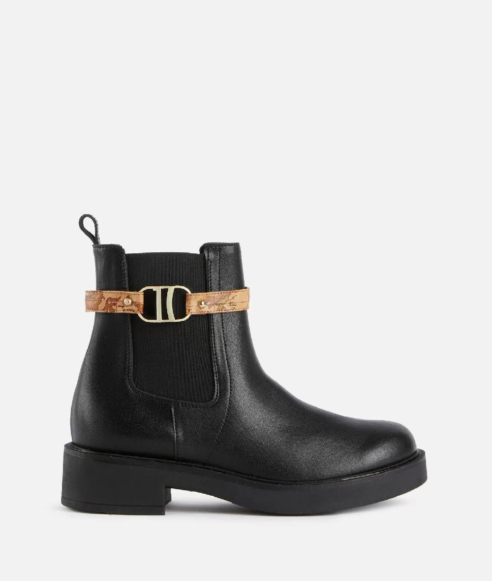 Alviero martini 1a classe Stivaletti beatles in pelle liscia con cinturino Geo Classic Neri