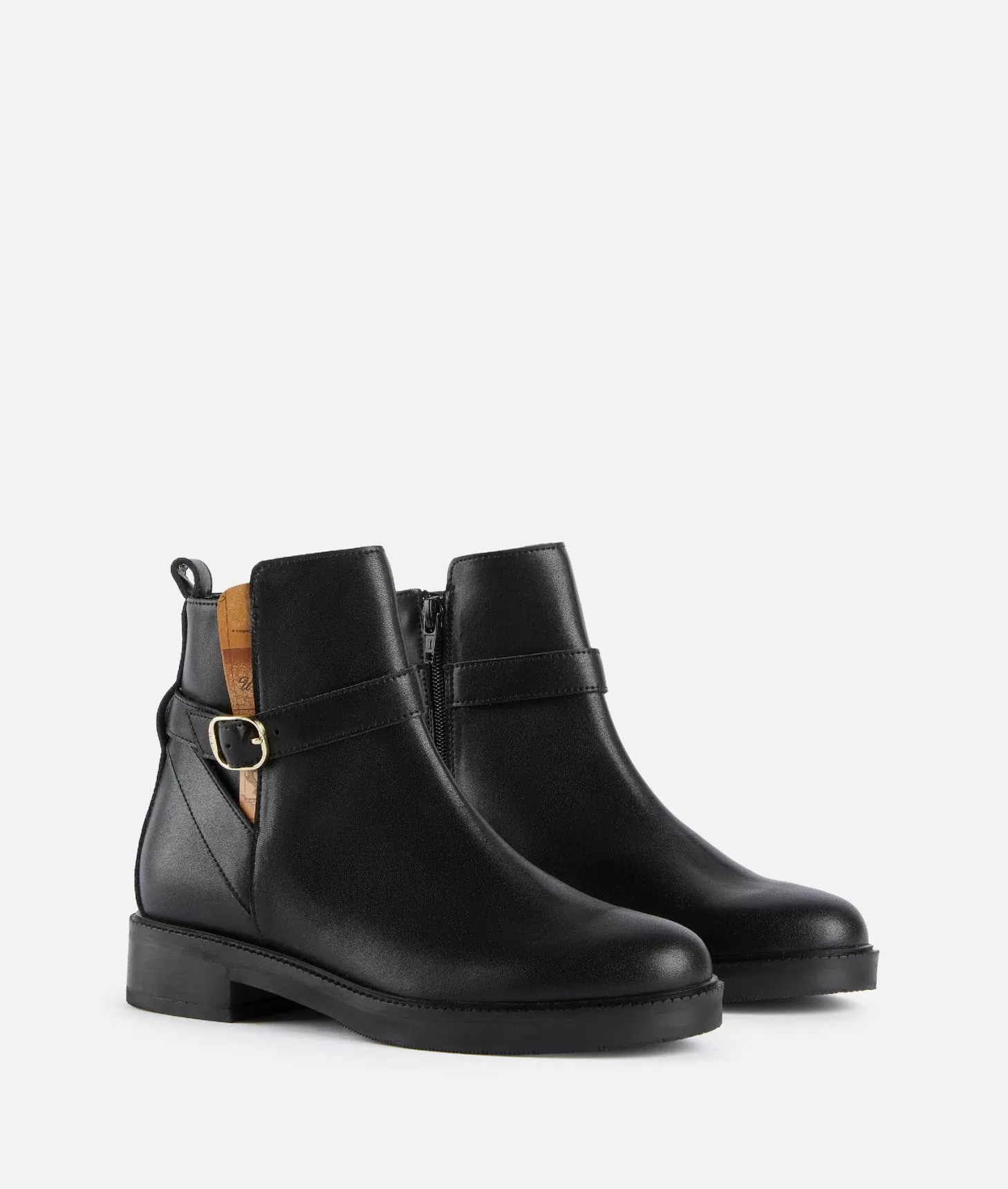 Alviero Martini 1a Classe Stivaletti Beatles In Pelle Liscia Con Cinturino Neri