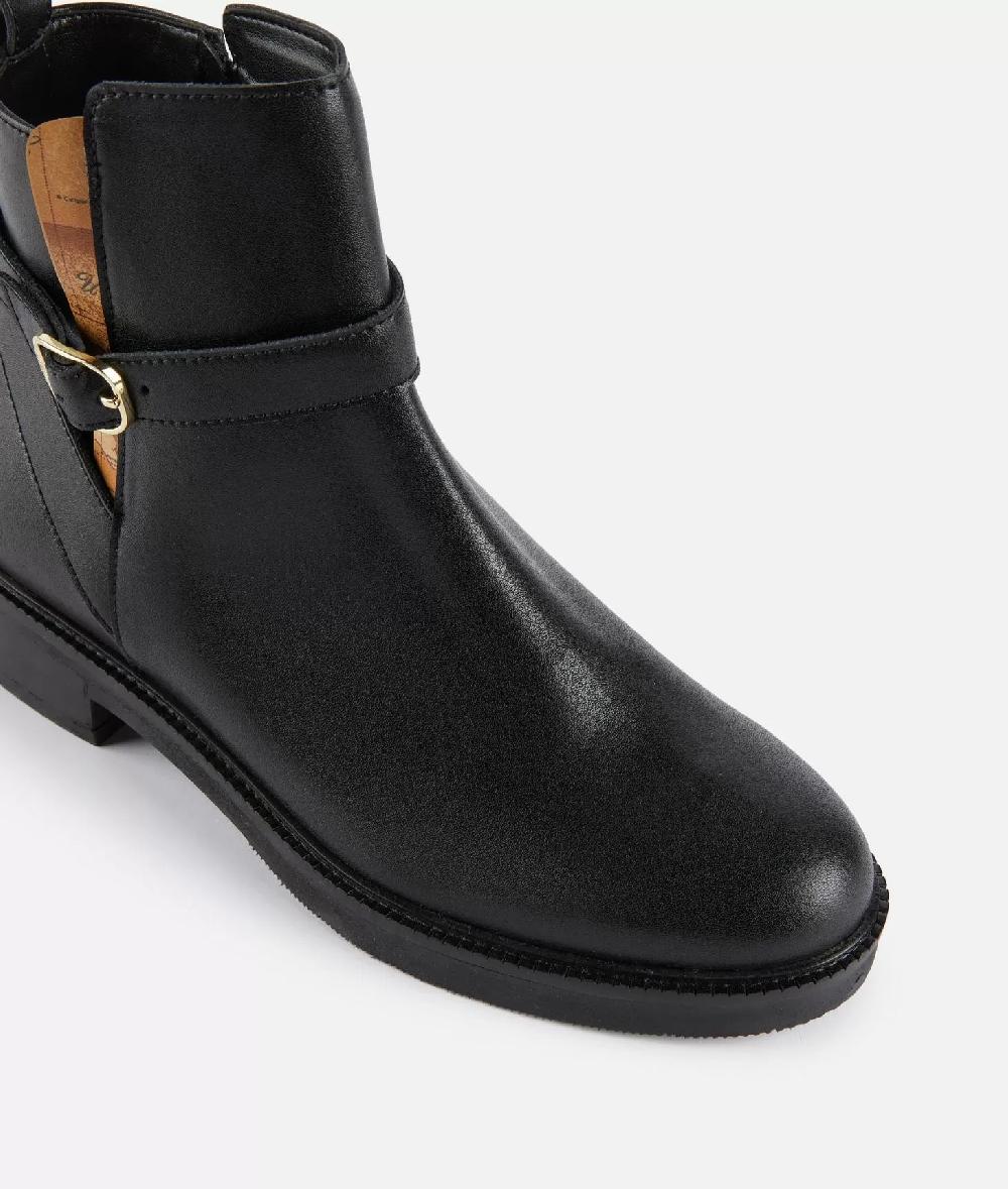 Alviero Martini 1a Classe Stivaletti Beatles In Pelle Liscia Con Cinturino Neri