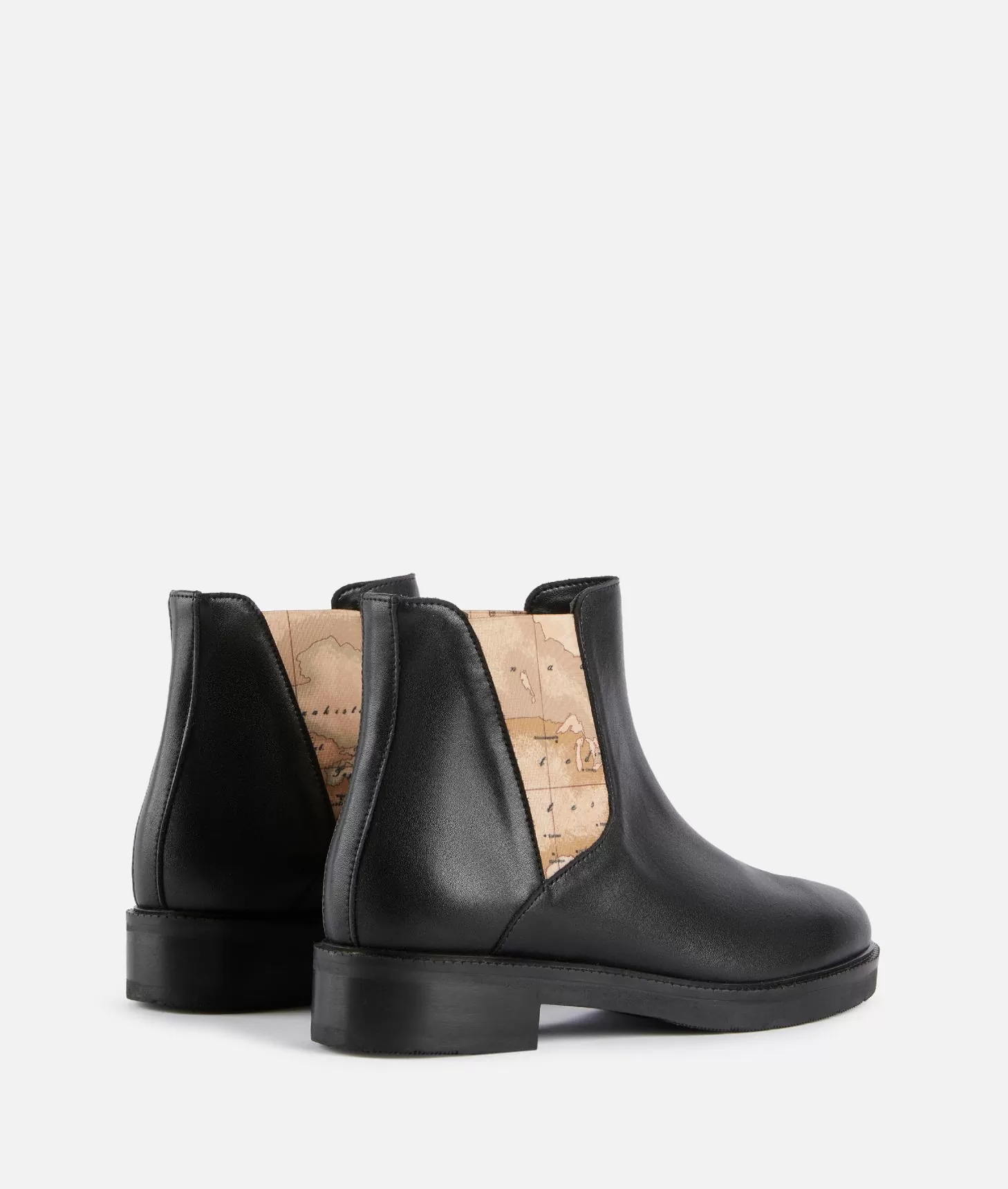 Alviero Martini 1a Classe Stivaletti Beatles In Pelle Liscia Con Elastico Geo Classic Neri