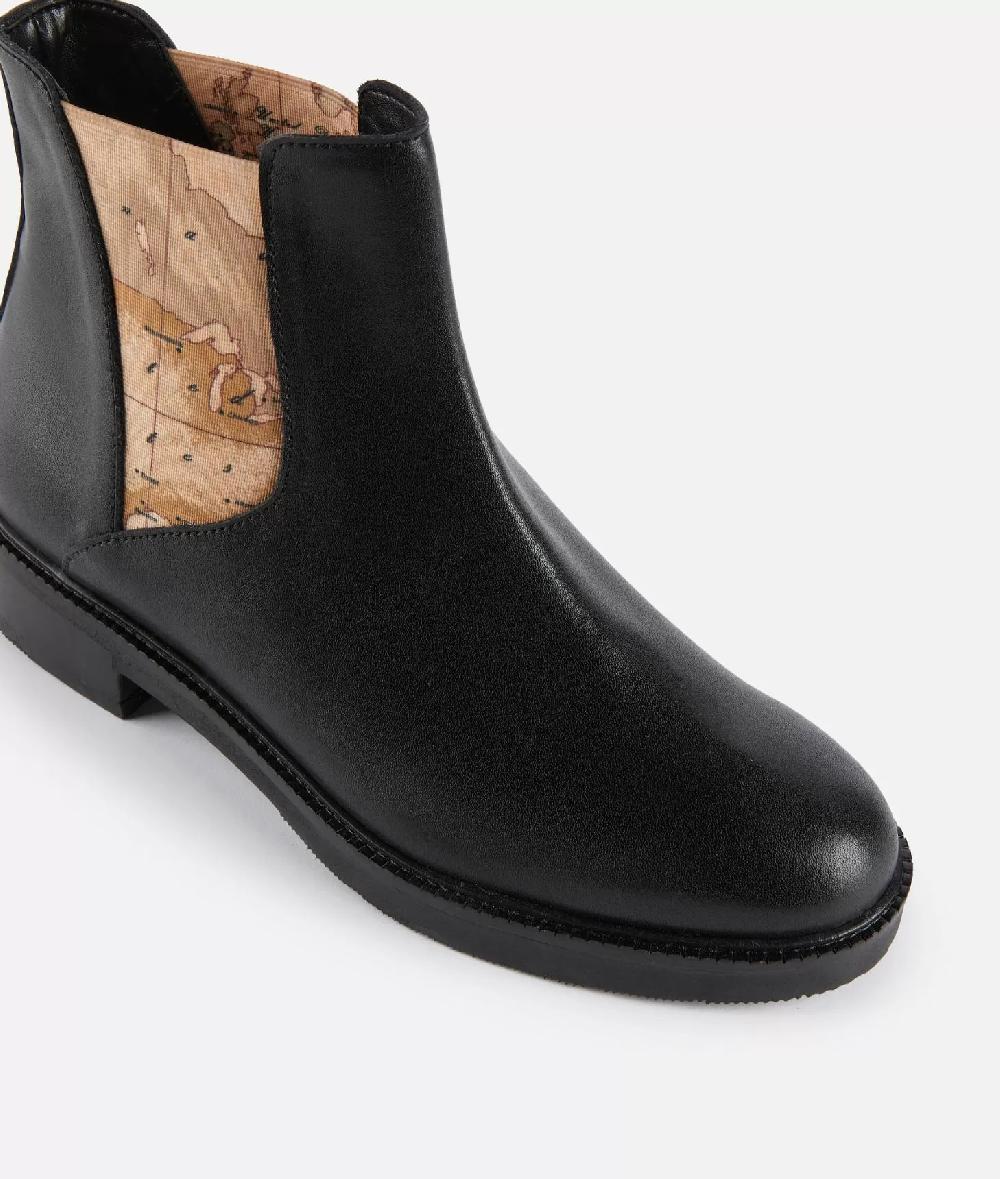 Alviero Martini 1a Classe Stivaletti Beatles In Pelle Liscia Con Elastico Geo Classic Neri