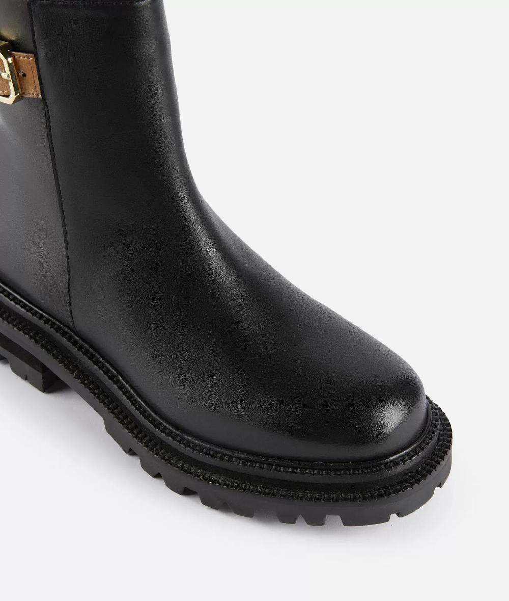 Alviero Martini 1a Classe Stivaletti Beatles In Pelle Liscia Con Fibbia 1C Neri