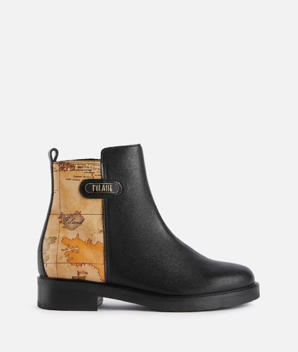 Alviero martini 1a classe Stivaletti beatles in pelle liscia con inserto Geo Classic Neri