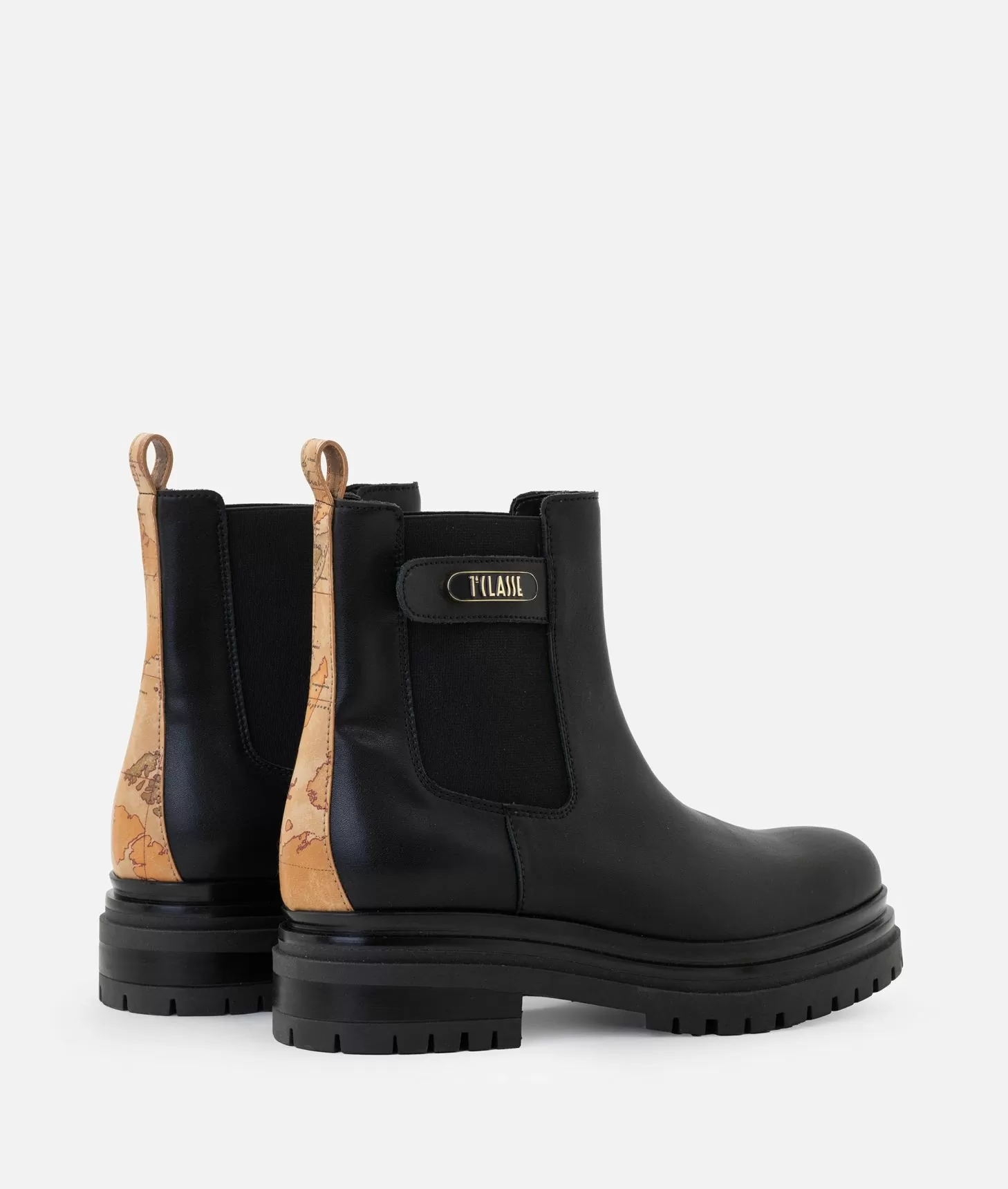 Alviero Martini 1a Classe Stivaletti Beatles In Pelle Liscia Con Placchetta 1ᴬ Classe Neri