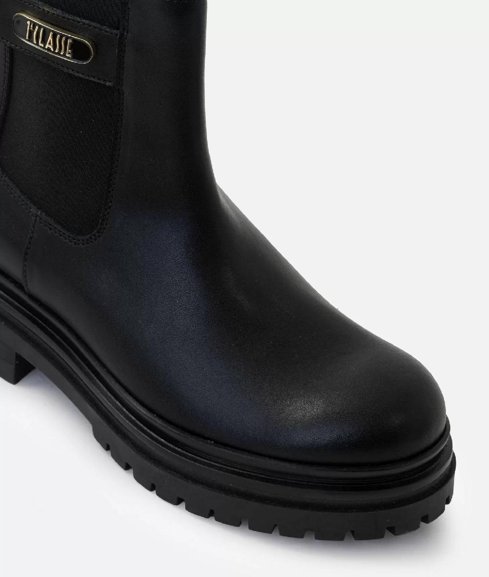 Alviero Martini 1a Classe Stivaletti Beatles In Pelle Liscia Con Placchetta 1ᴬ Classe Neri